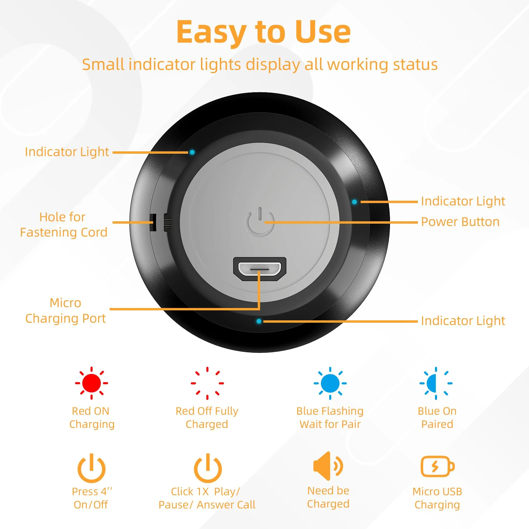 2Pack Portable Mini Speaker, Bluetooth Tiny Speaker,Wireless Micro Speaker for Phone/PC/Tablet, Rechargeable Battery, Built-in Microphone, Cute Mini Speaker with Strap to Carry, Black - Image 3