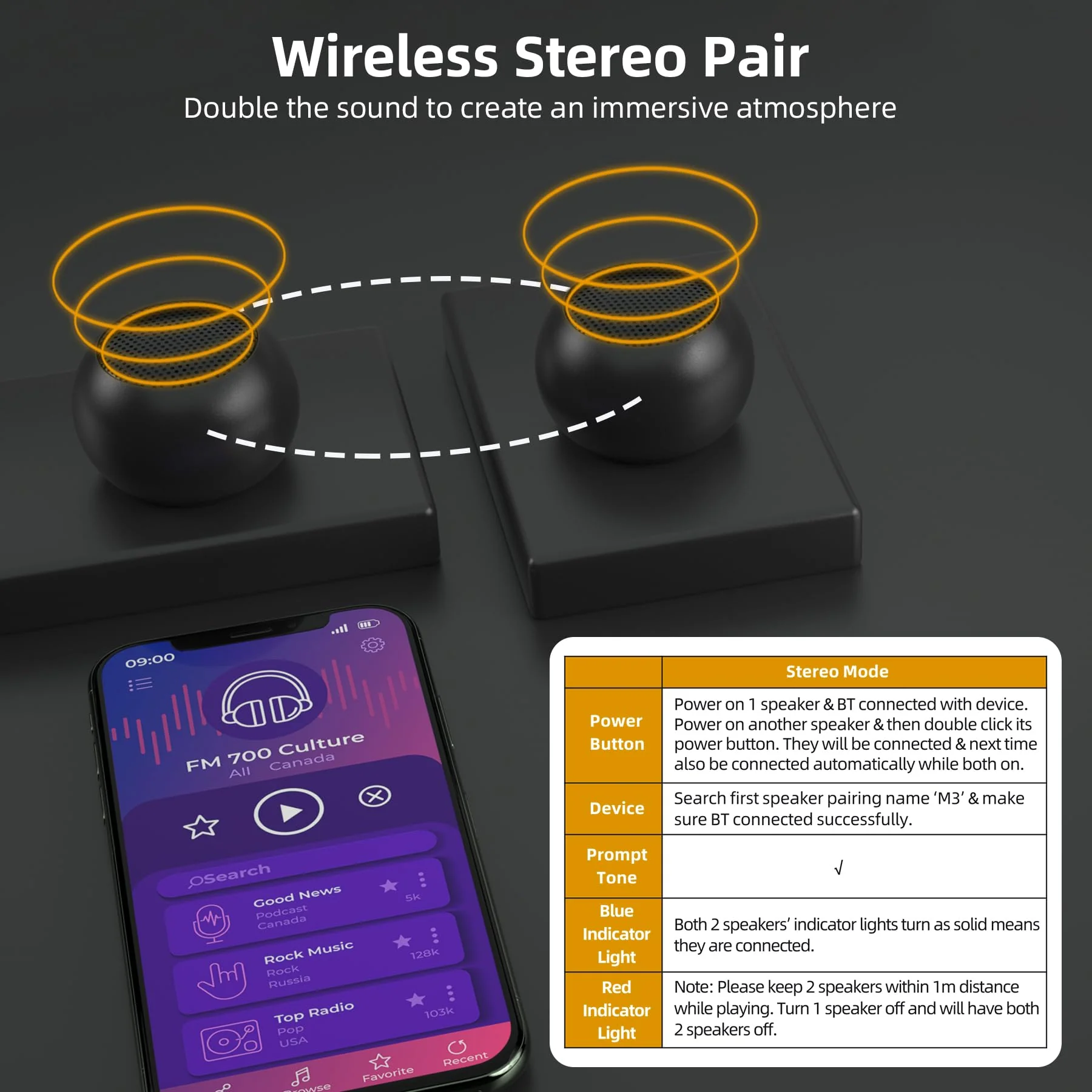 2Pack Portable Mini Speaker, Bluetooth Tiny Speaker,Wireless Micro Speaker for Phone/PC/Tablet, Rechargeable Battery, Built-in Microphone, Cute Mini Speaker with Strap to Carry, Black - Image 5