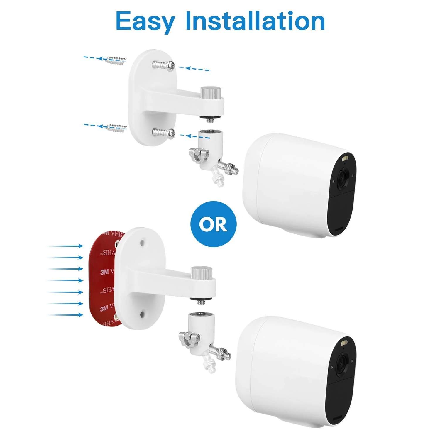 2Pack Security Wall Mount for Arlo Pro, Arlo Pro 2, Arlo Ultra, Arlo Pro 3, Arlo Go, Arlo Essential Spotlight Camera, Adjustable Indoor/Outdoor Mounting Bracket for Your Surveillance Camera (White) White - Image 3