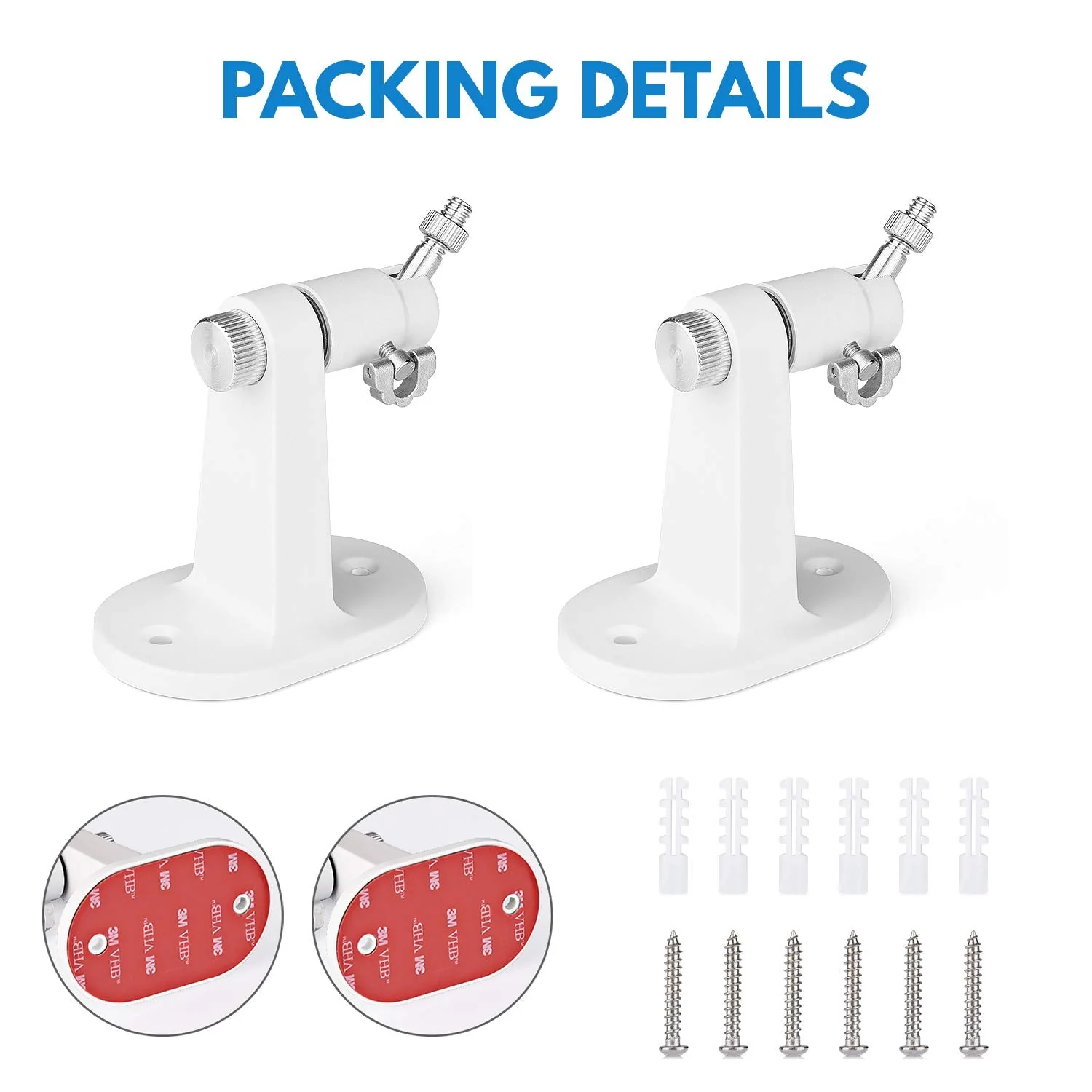 2Pack Security Wall Mount for Arlo Pro, Arlo Pro 2, Arlo Ultra, Arlo Pro 3, Arlo Go, Arlo Essential Spotlight Camera, Adjustable Indoor/Outdoor Mounting Bracket for Your Surveillance Camera (White) White - Image 8