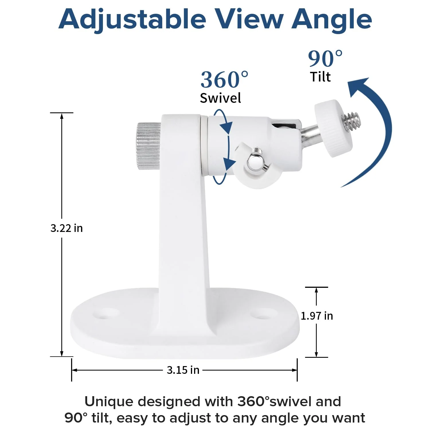 2Pack Wall Mount Compatible with eufyCam 2C/2C Pro, 2/2 Pro, 3C/S300, 3/S330, Also for SoloCam S220/C210, Adjustable Camera Mount Brackets for Eufy Camera Indoor/Outdoor - White - Image 3