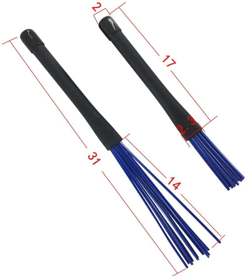 2Pair Drum Brushes Set 1 Pair Drum Wire Brushes, 1 Pair Retractable Nylon Drum Brushes with Comfortable Rubber Handles for Jazz Folk Drummer Playing Beginner Practicing - Image 2