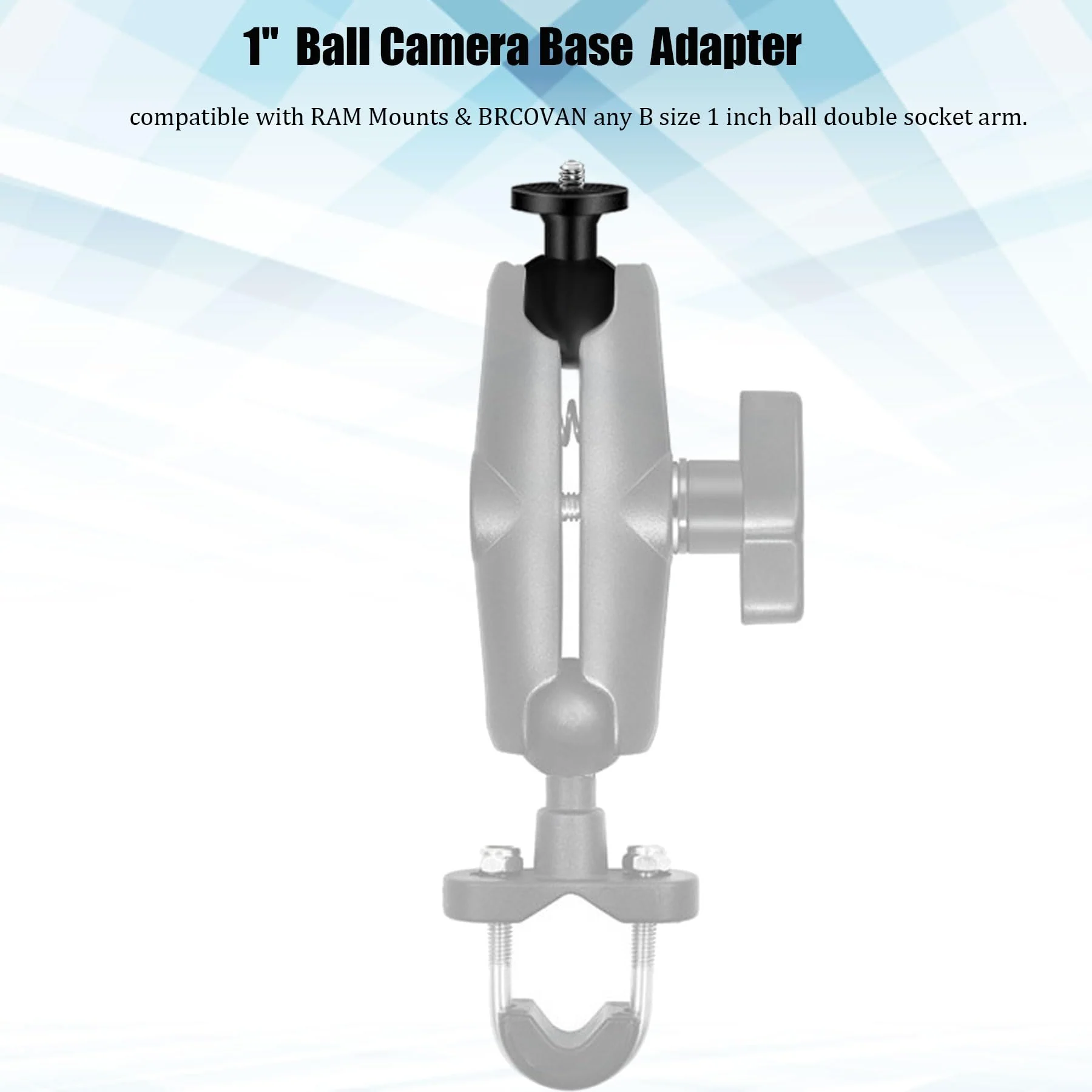 2PC Aluminum Alloy 1" Ball Mount Adapter with 1/4"-20 Threaded Stud for Insta360 One X3, X2, X, R, RS, GoPro, DJI OSMO Action Camera ,Compatible with RAM Ball Head Mounts B Size Double Socket Arm - Image 4