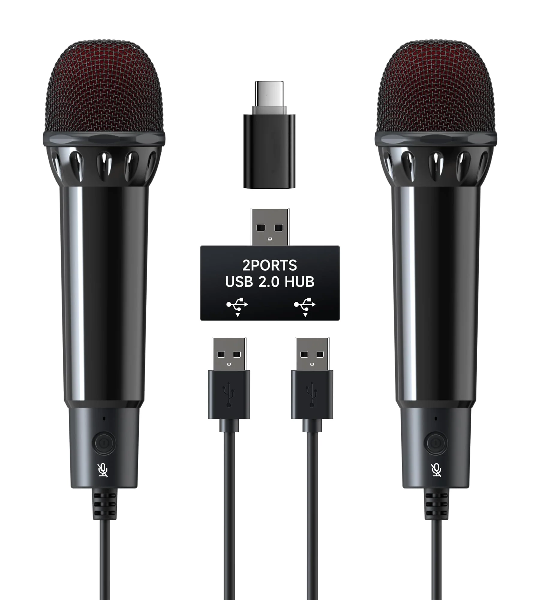 2Pcs 10Ft Wired USB Microphone for Switch 2&1 Gaming/PS5/PS4/XBOXONE/PC Gaming, Plug and Play, One Button Mute, Dual Karaoke, Directional Pick Up, 179g Golden Weight