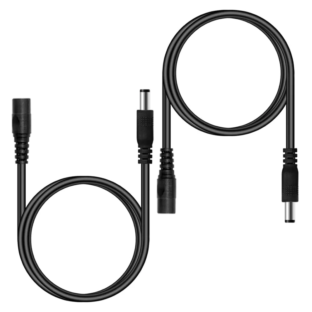 2PCS 3.3FT(1m) 12V DC Power Extension Cable 5.5mm x 2.1mm DC Power Adapter Extension Cord HE043-2 2PCS-3FT/1M