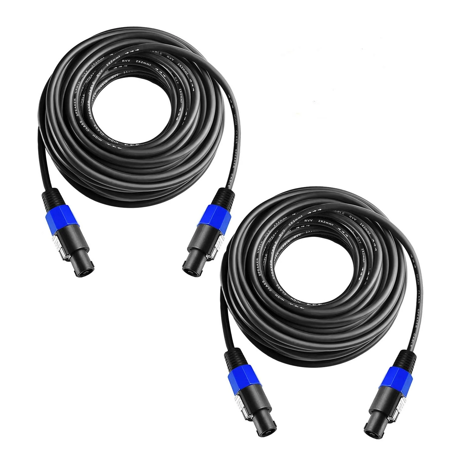 2Pcs 6 Feet Professional Speakon to Speakon Cables Wire Speaker Audio Amplifier Cord 7mm with Twist Lock 6ft