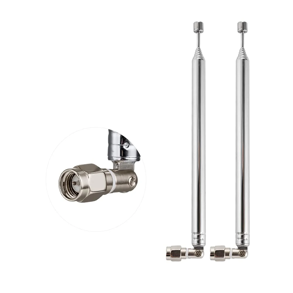 2PCS 8 Sections Telescopic Antenna SMA Male Connector Radio Replacement Antenna 73.5cm/28.9IN for TV AM FM Radio Stereo Receiver 2 pcs