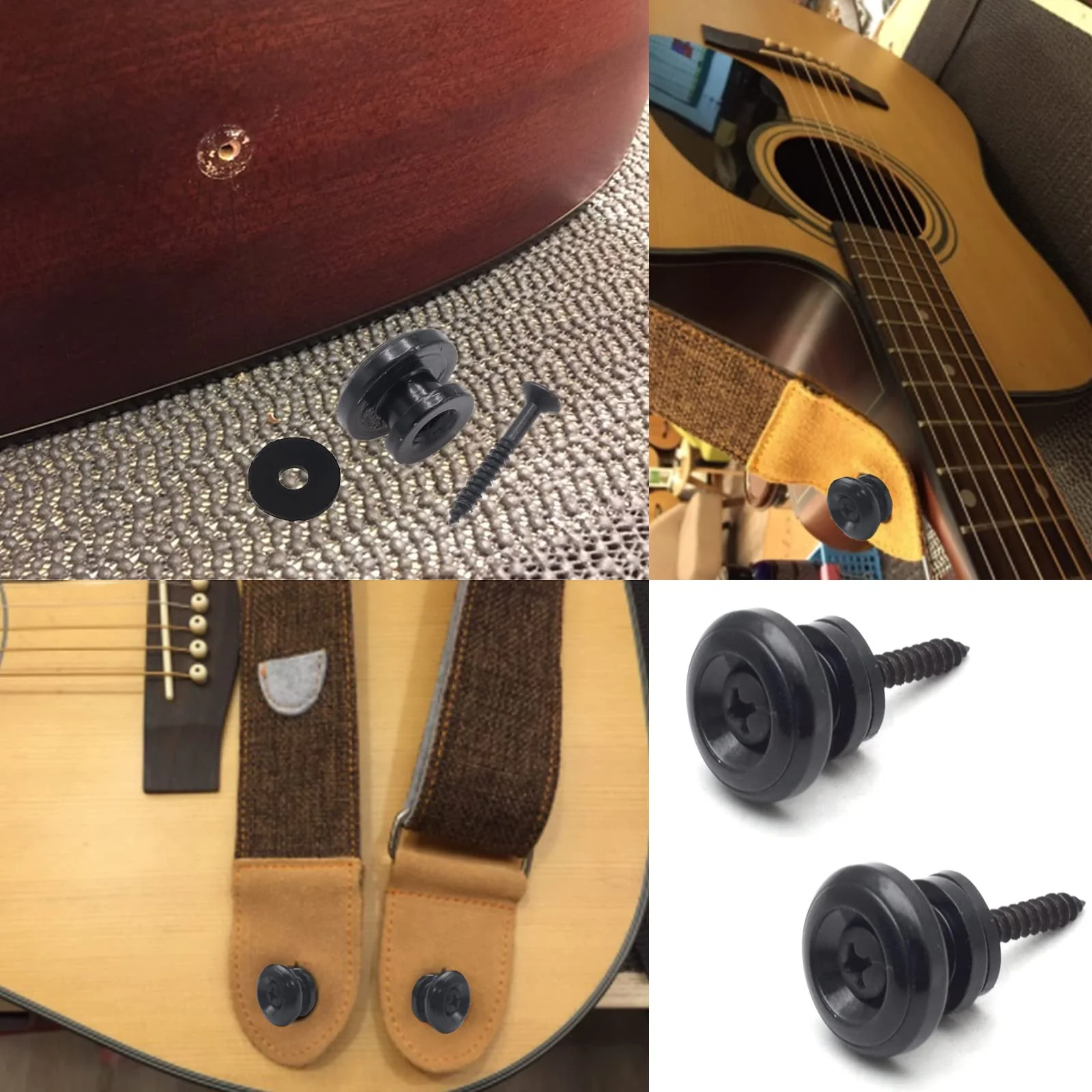 2pcs Black Metal Guitar Strap Locks, Mushroom Style Guitar Strap Lock Buttons, Electric Guitar Strap Locks, Mushrooms Head Guitar Strap Button for Guitar Bass Ukulele - Image 5