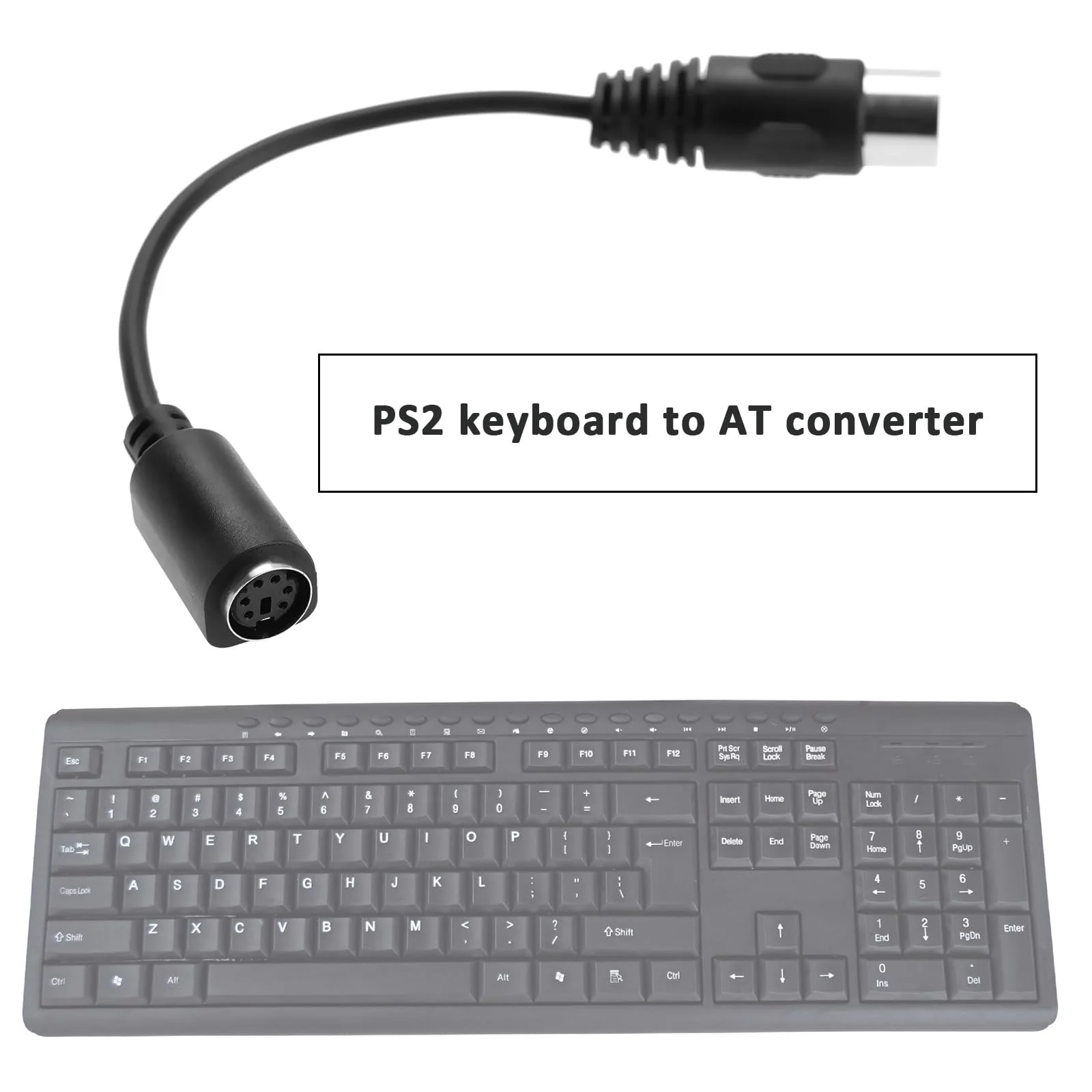 2Pcs Black PS2 Keyboard to at Convertor 5 Pin DIN Male to 6 Pin Mini DIN Female PS2 Keyboard Adapter for Computer PC Keyboard Mouse Converter - Image 3