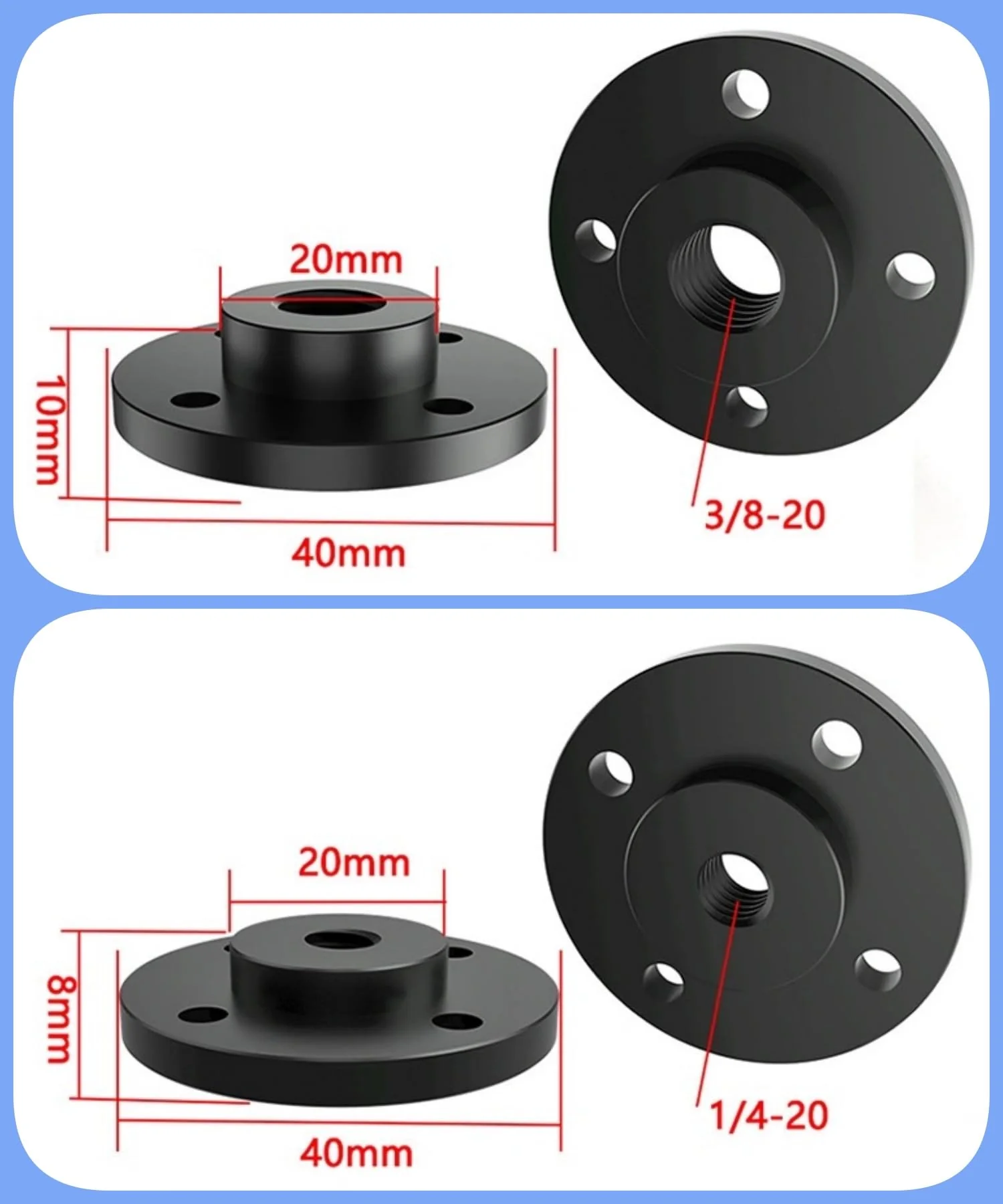 2PCS Camera Adapter Mount Multifunction Desktop Microphone Flange Mount Male 1/4-20 and 3/8-16 and 5/8-27 Inch Female Mic Monitor Mount - Image 3