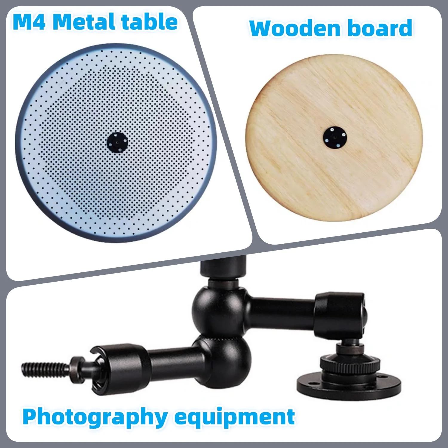 2PCS Camera Adapter Mount Multifunction Desktop Microphone Flange Mount Male 1/4-20 and 3/8-16 and 5/8-27 Inch Female Mic Monitor Mount - Image 5