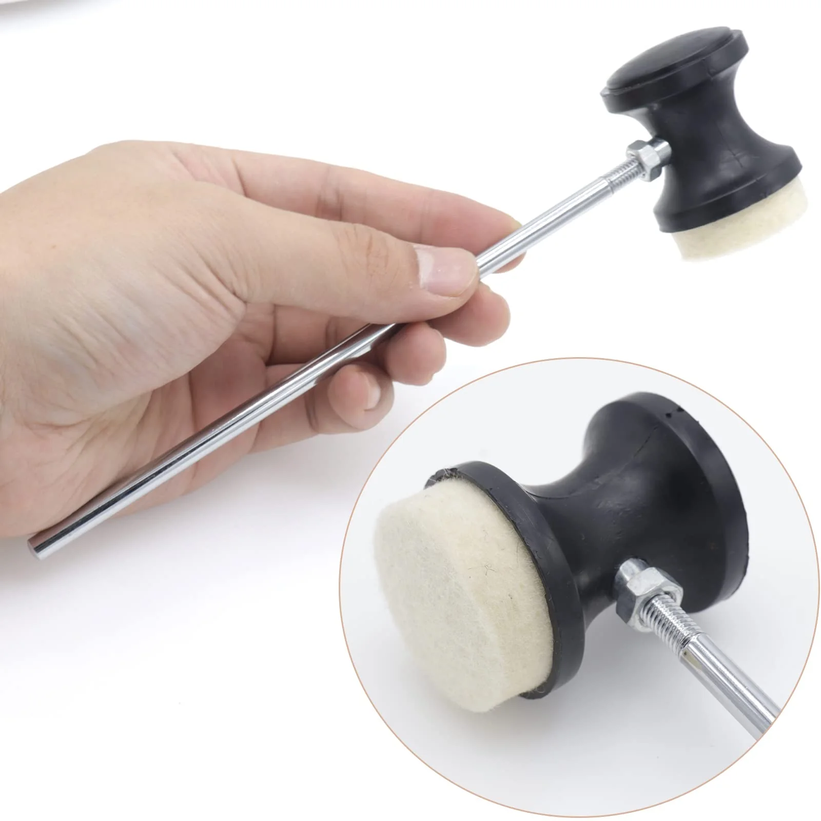 2pcs Double-Sided Bass Drum Pedal Beater, Double Kick Drum Pedals Beater, Stainless Steel Handle Bass Drum Pedal Beater with Felt Head, Drum Percussion Parts Accessories Black - Image 4