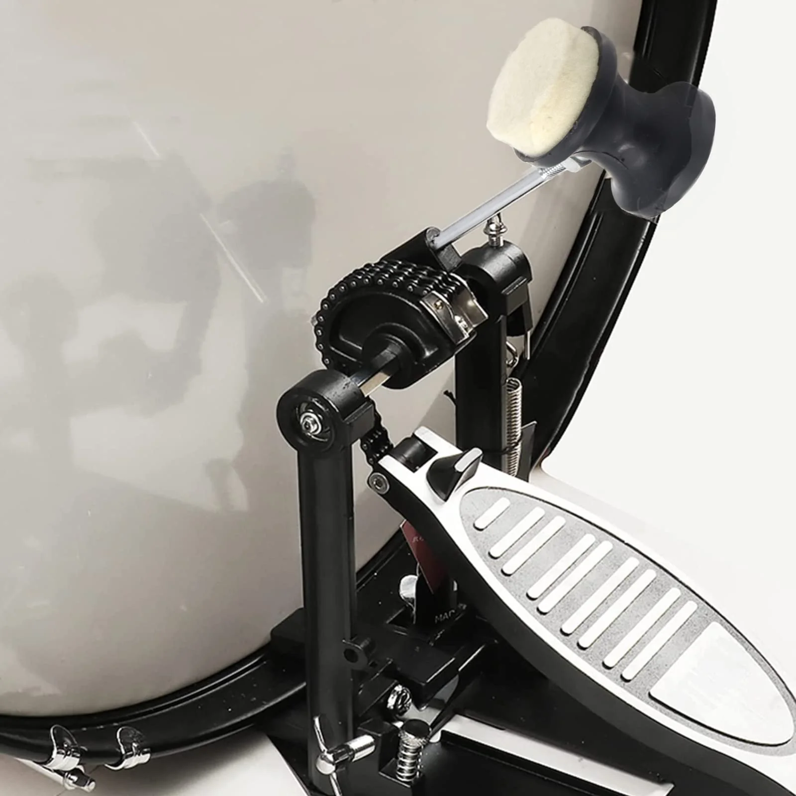2pcs Double-Sided Bass Drum Pedal Beater, Double Kick Drum Pedals Beater, Stainless Steel Handle Bass Drum Pedal Beater with Felt Head, Drum Percussion Parts Accessories Black - Image 5