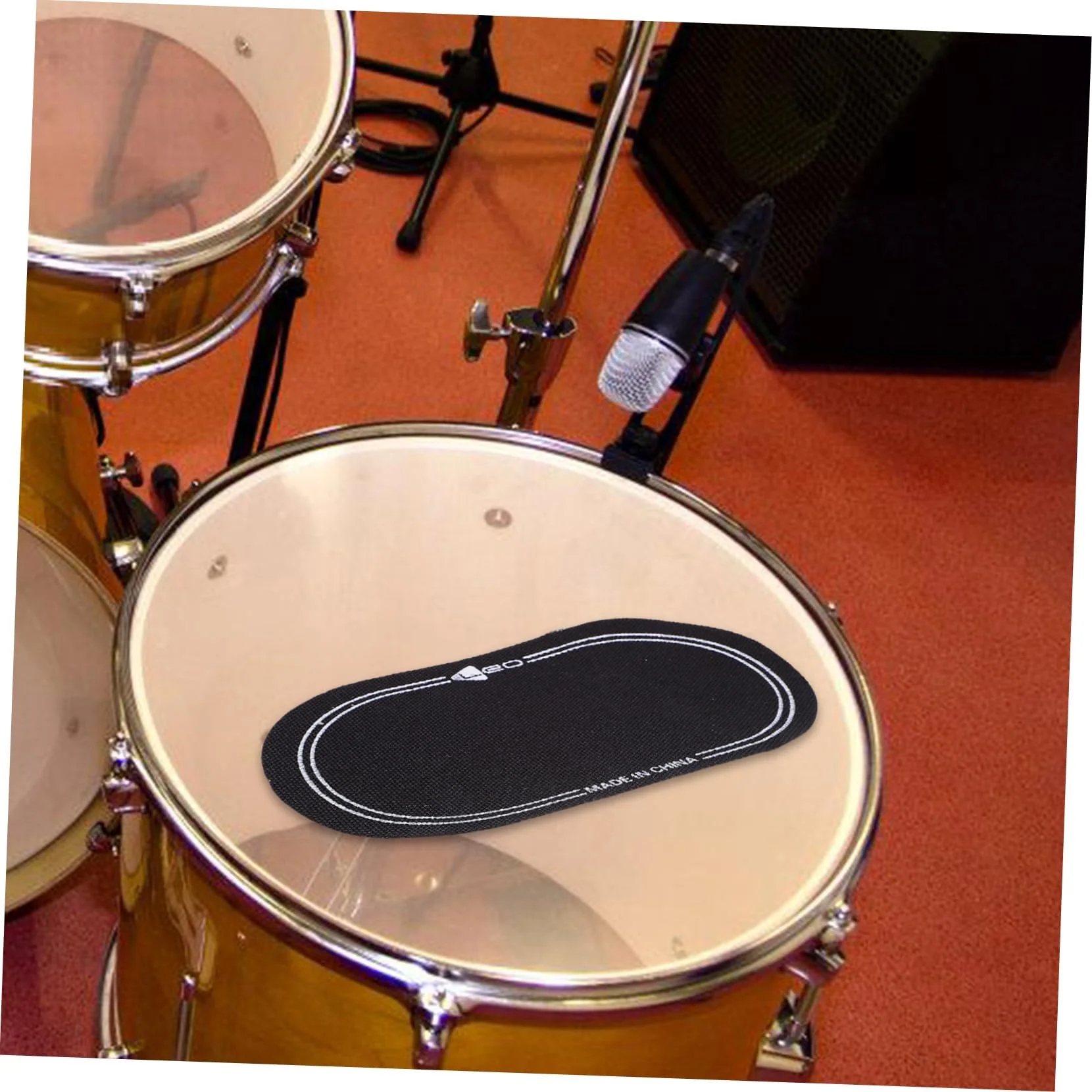 2pcs Drum Kit Screen Protector Drum Impact Drum Kick Pad Patch Double Pedal Click Pad Bass Accessories Guitar Stickers Drum Sets Protective Drum Sticker Drum Skin Accessories Black 15.6X9X.01CM - Image 3
