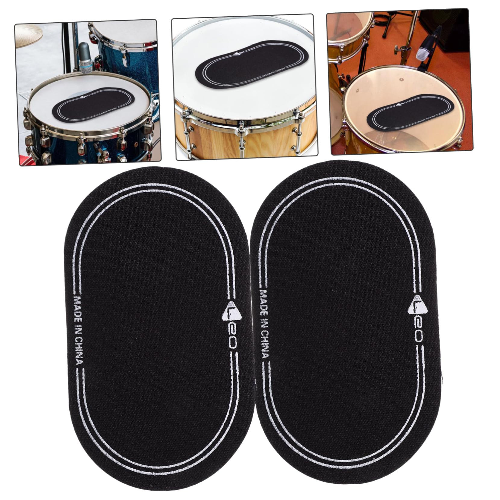 2pcs Drum Kit Screen Protector Drum Impact Drum Kick Pad Patch Double Pedal Click Pad Bass Accessories Guitar Stickers Drum Sets Protective Drum Sticker Drum Skin Accessories Black 15.6X9X.01CM - Image 4