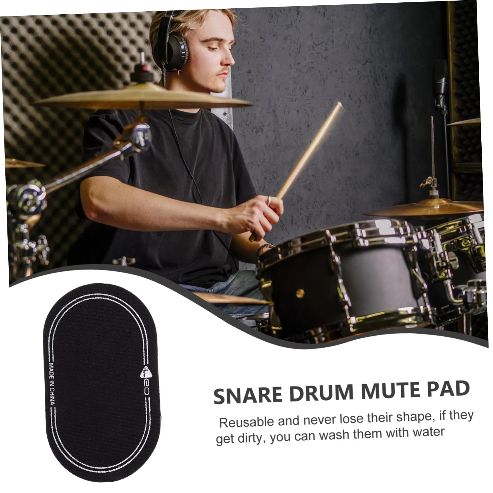 2pcs Drum Kit Screen Protector Drum Impact Drum Kick Pad Patch Double Pedal Click Pad Bass Accessories Guitar Stickers Drum Sets Protective Drum Sticker Drum Skin Accessories Black 15.6X9X.01CM - Image 5