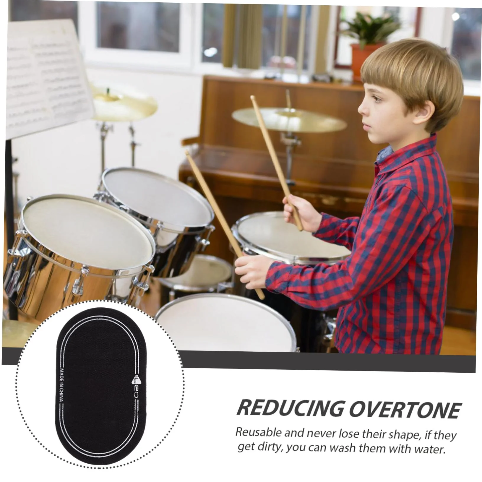 2pcs Drum Kit Screen Protector Drum Impact Drum Kick Pad Patch Double Pedal Click Pad Bass Accessories Guitar Stickers Drum Sets Protective Drum Sticker Drum Skin Accessories Black 15.6X9X.01CM - Image 6
