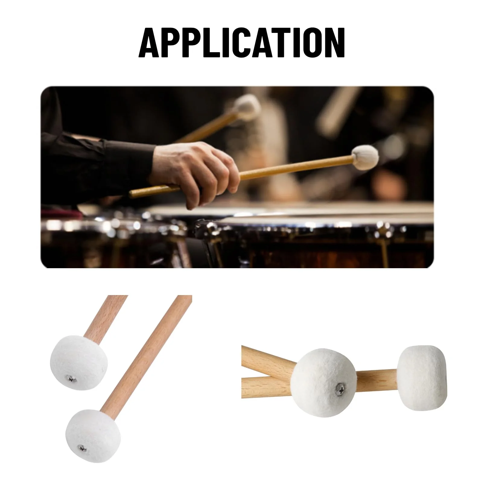 2Pcs Drum Timpani Mallets Soft Felt Snare Drum Sticks Percussion Mallets for Musical Instrument Accessories - Image 5