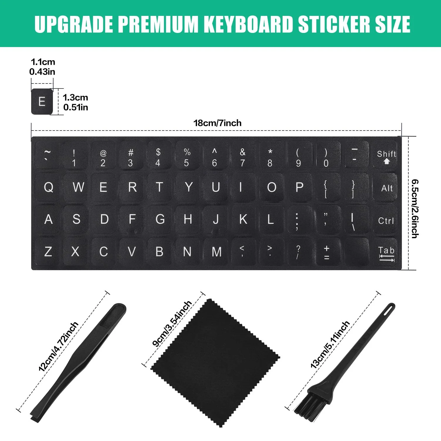 2PCS English Keyboard Stickers with Tweezer, Universal Replacement English Keyboard Stickers Black Background with White Lettering, Keyboard Alphabet Stickers for PC Laptop Notebook Computer Desktop English White Letters - Image 4