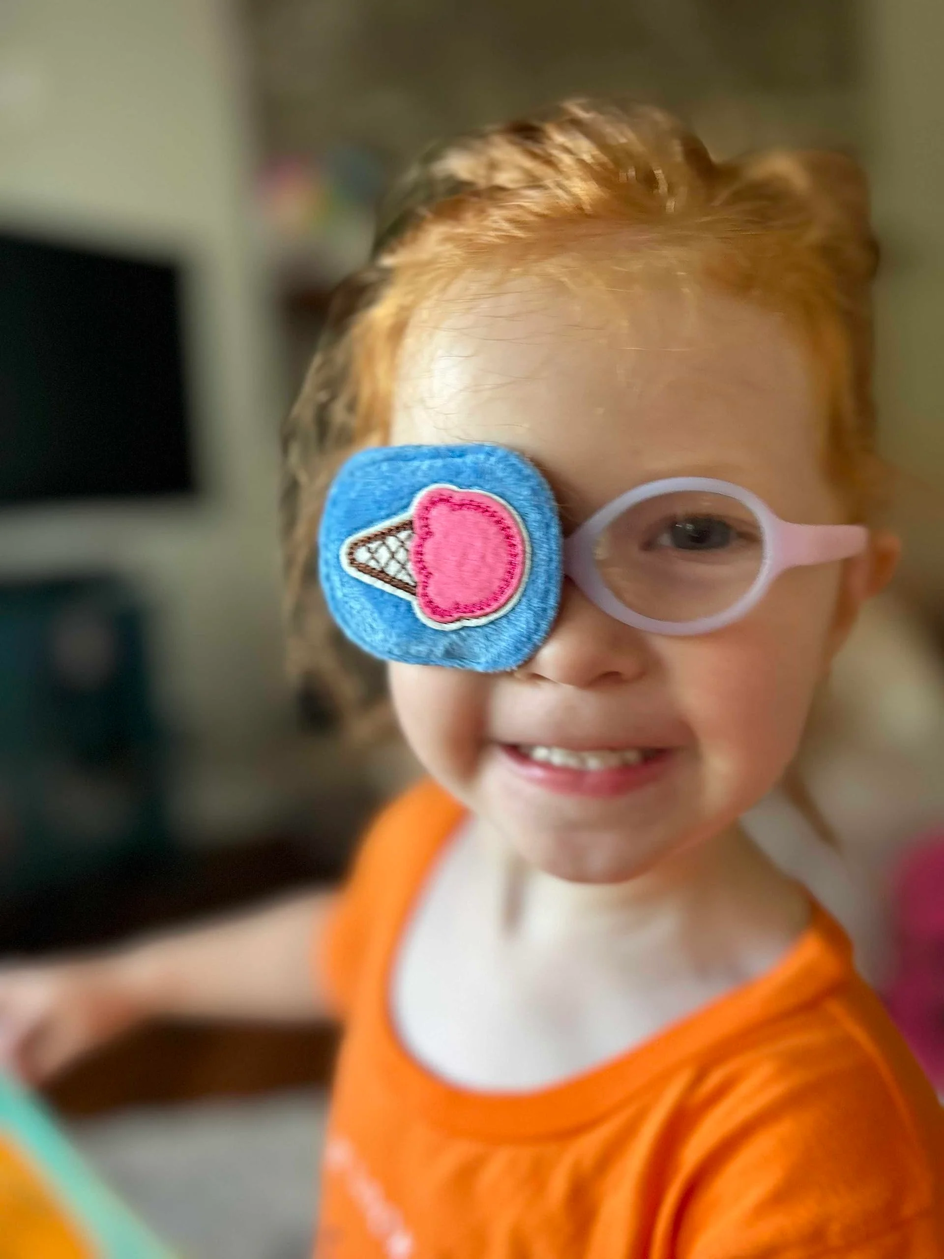 2Pcs Eye Patches for Kids | Girls Eye Patch for Glasses | Medical Eye Patches for Children with Lazy Eye | Amblyopia Eye Patch for Toddlers to Cover Either Eye (Pink Flower & Blue Icecream) Pink Flower & Blue Icecream - Image 3