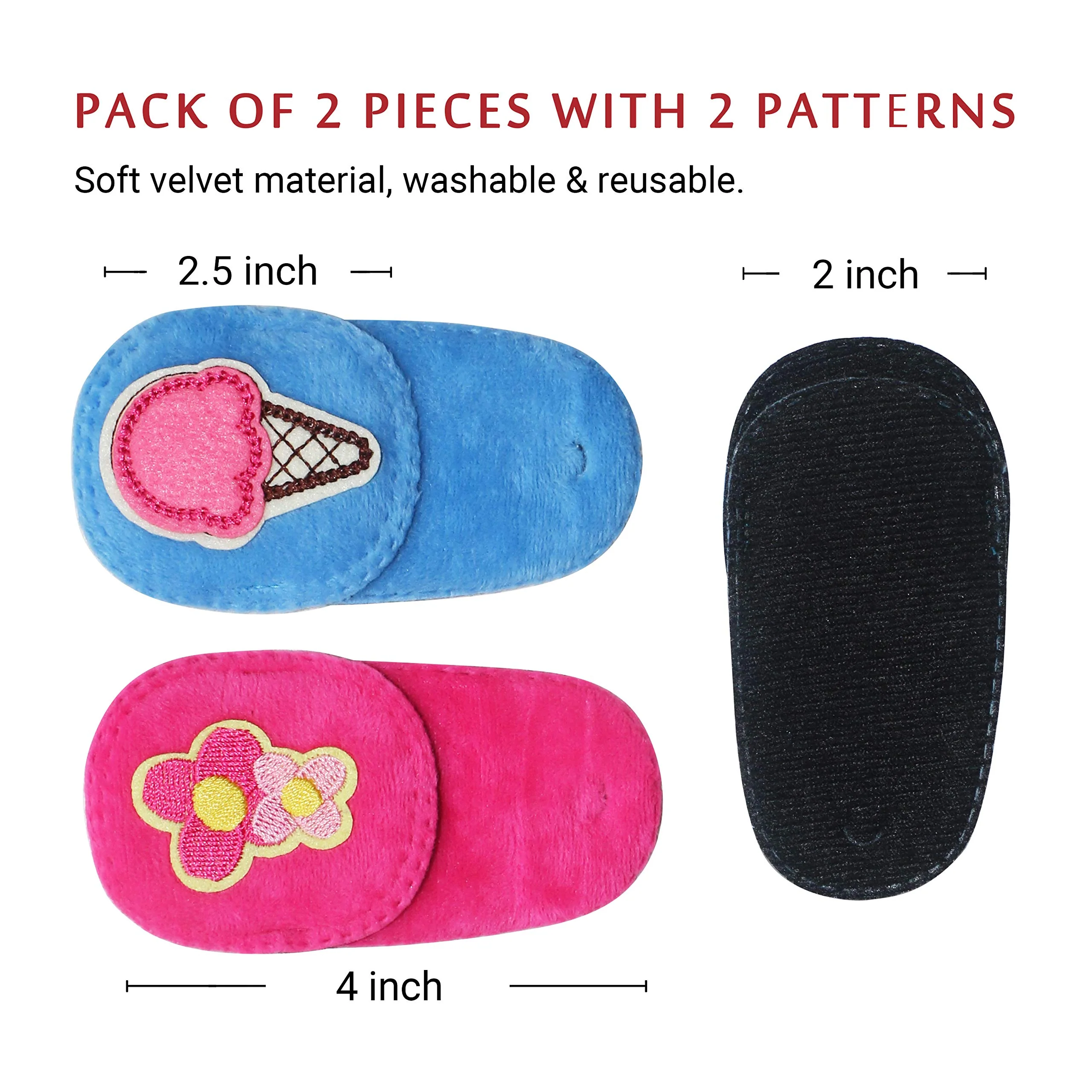 2Pcs Eye Patches for Kids | Girls Eye Patch for Glasses | Medical Eye Patches for Children with Lazy Eye | Amblyopia Eye Patch for Toddlers to Cover Either Eye (Pink Flower & Blue Icecream) Pink Flower & Blue Icecream - Image 4
