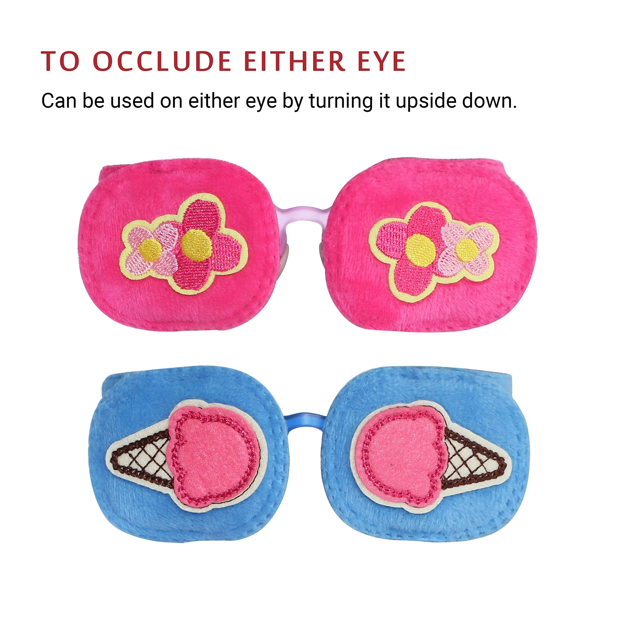 2Pcs Eye Patches for Kids | Girls Eye Patch for Glasses | Medical Eye Patches for Children with Lazy Eye | Amblyopia Eye Patch for Toddlers to Cover Either Eye (Pink Flower & Blue Icecream) Pink Flower & Blue Icecream - Image 6