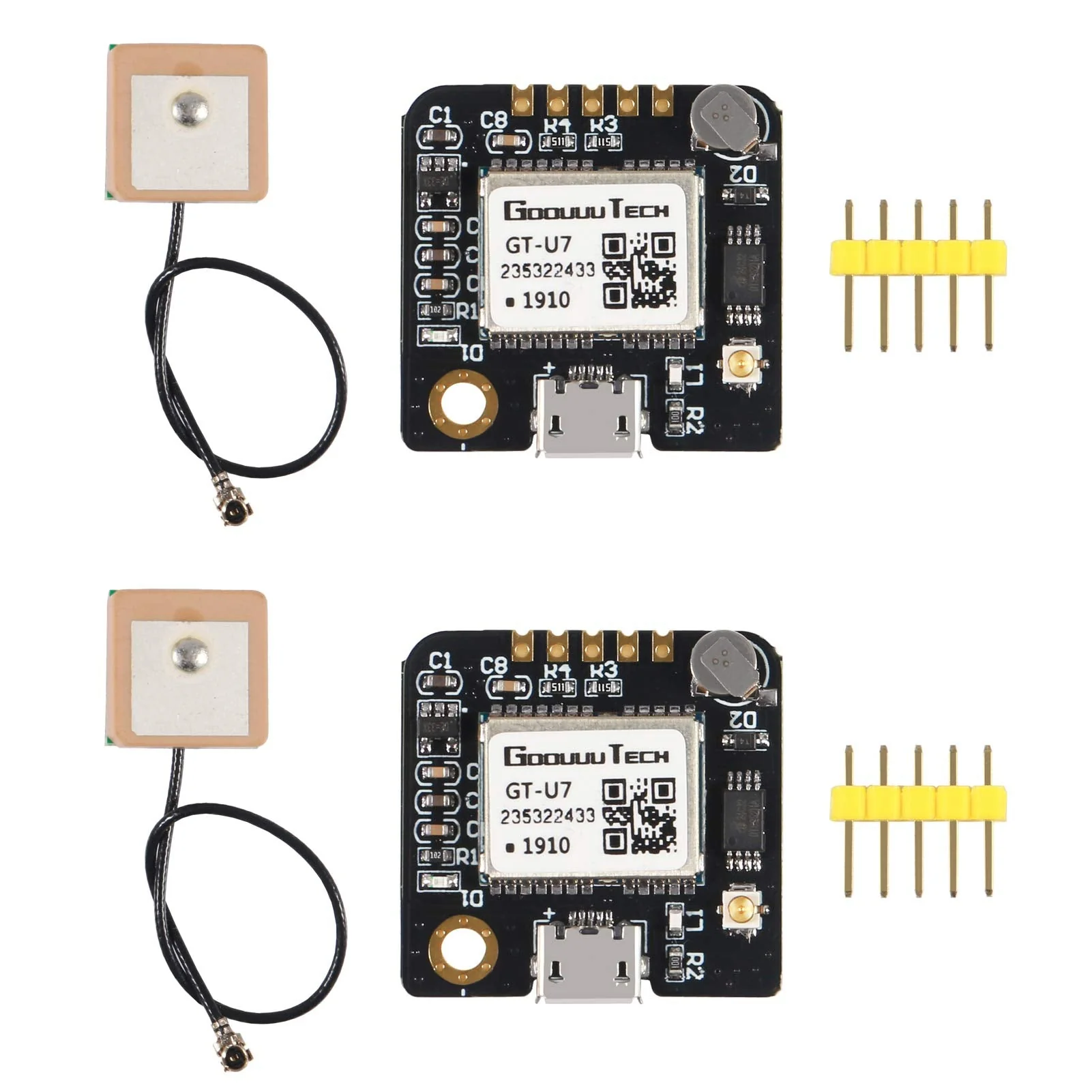2pcs GT-U7 GPS Module Navigation Satellite Positioning Compatible with NEO-6M 51 MCU STM32 High Sensitivity Low Power Consumption High-Precision Positioning Suitable for Vehicles 2PCS