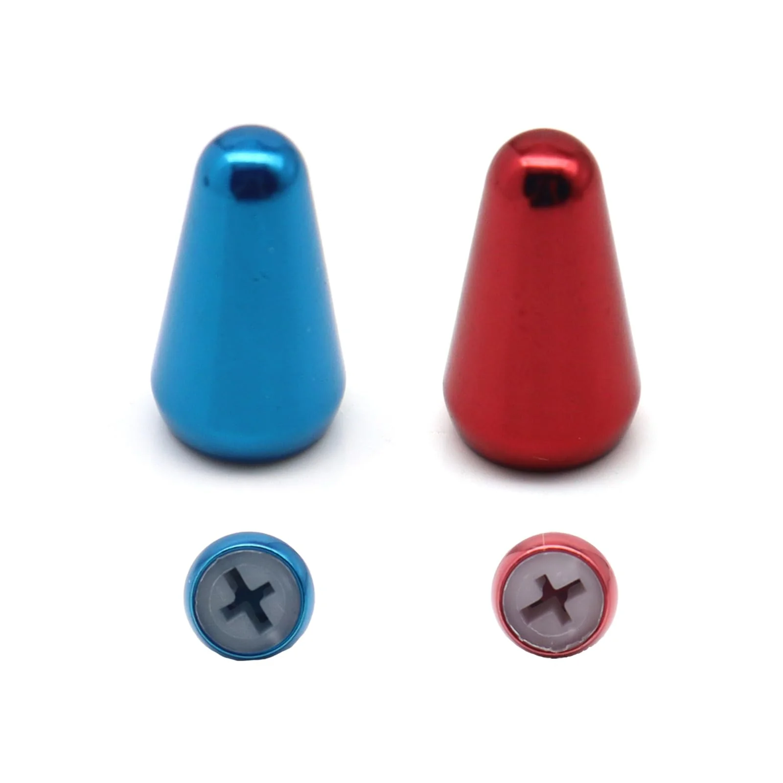2pcs Guitar 5 Way Pickup Metal Switch Tip Toggle Switch Cap Switch Knob for Strat Tele(Blue+Red) Blue+Red