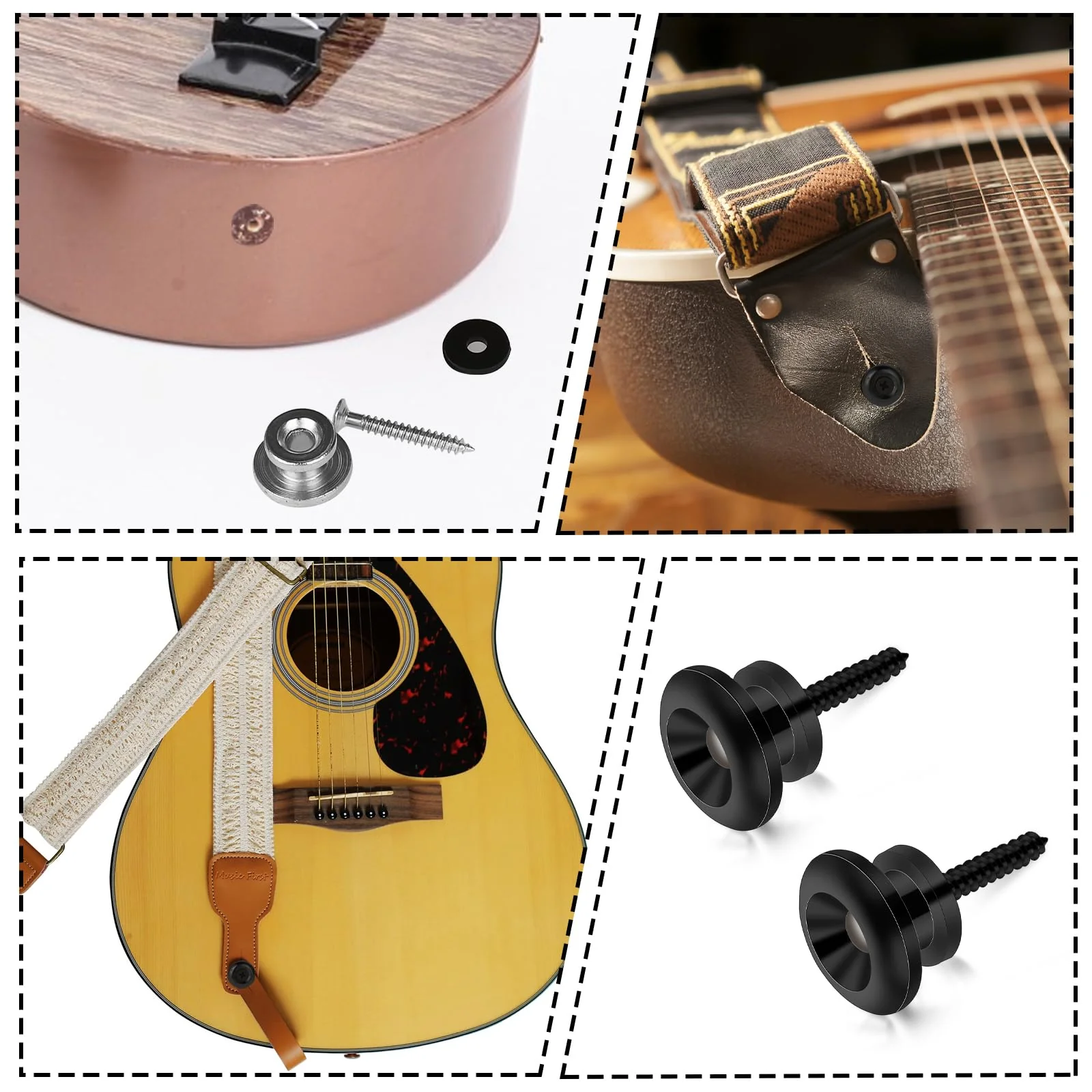 2PCS Guitar Strap Buttons Black Guitar Strap Lock Buttons Guitar Security Lock Electric Guitar Strap Locks Mushrooms Head Guitar Strap Button for Guitar Bass Ukulele - Image 3