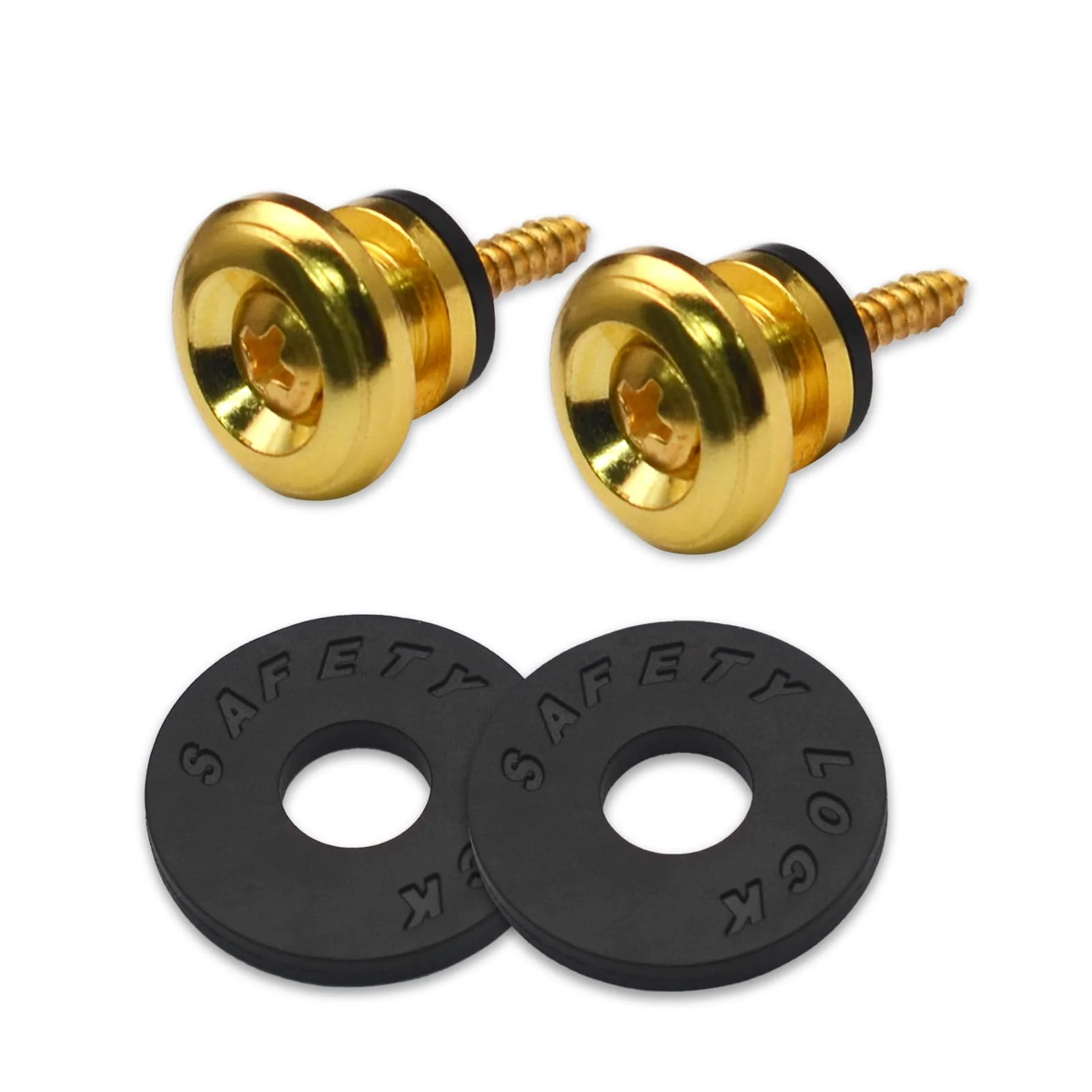 2PCS Mushroom Style Guitar Ukulele Bass Strap Lock Lock Metal Music Parts (Gold) Gold