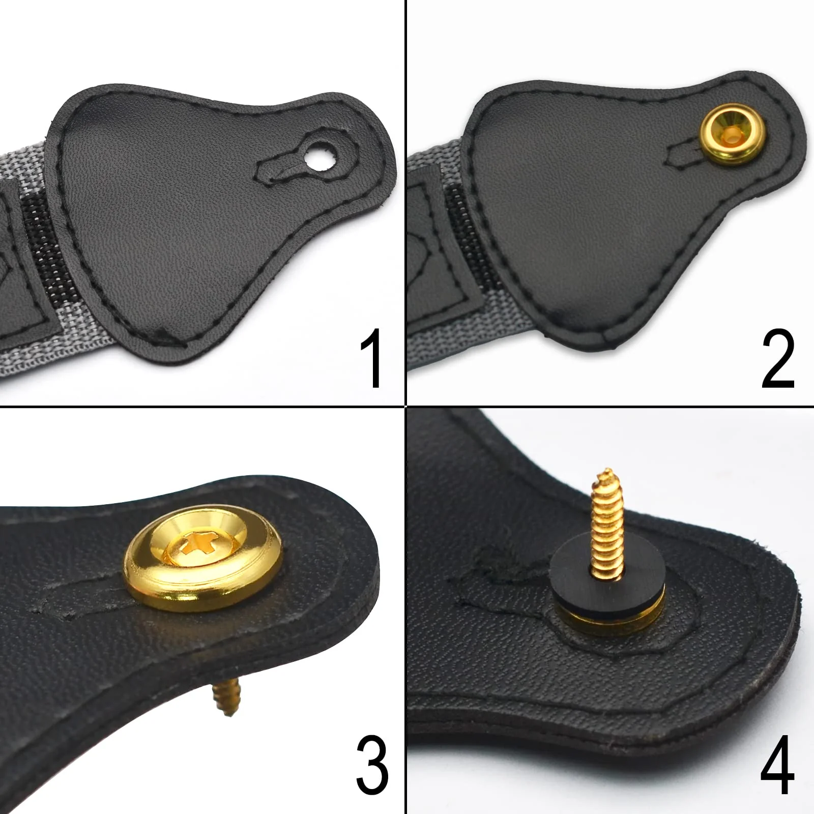2PCS Mushroom Style Guitar Ukulele Bass Strap Lock Lock Metal Music Parts (Gold) Gold - Image 3