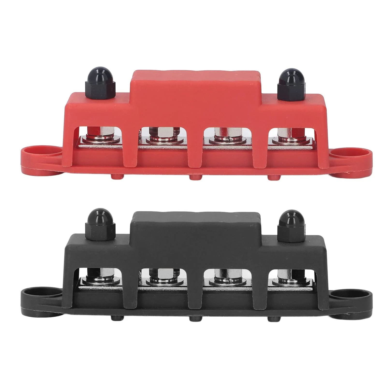 2pcs Power Distribution Block M8 Screw 4 Terminal Terminal Block Busbar DC 48V 250A with Brass Board for Automotive Boat