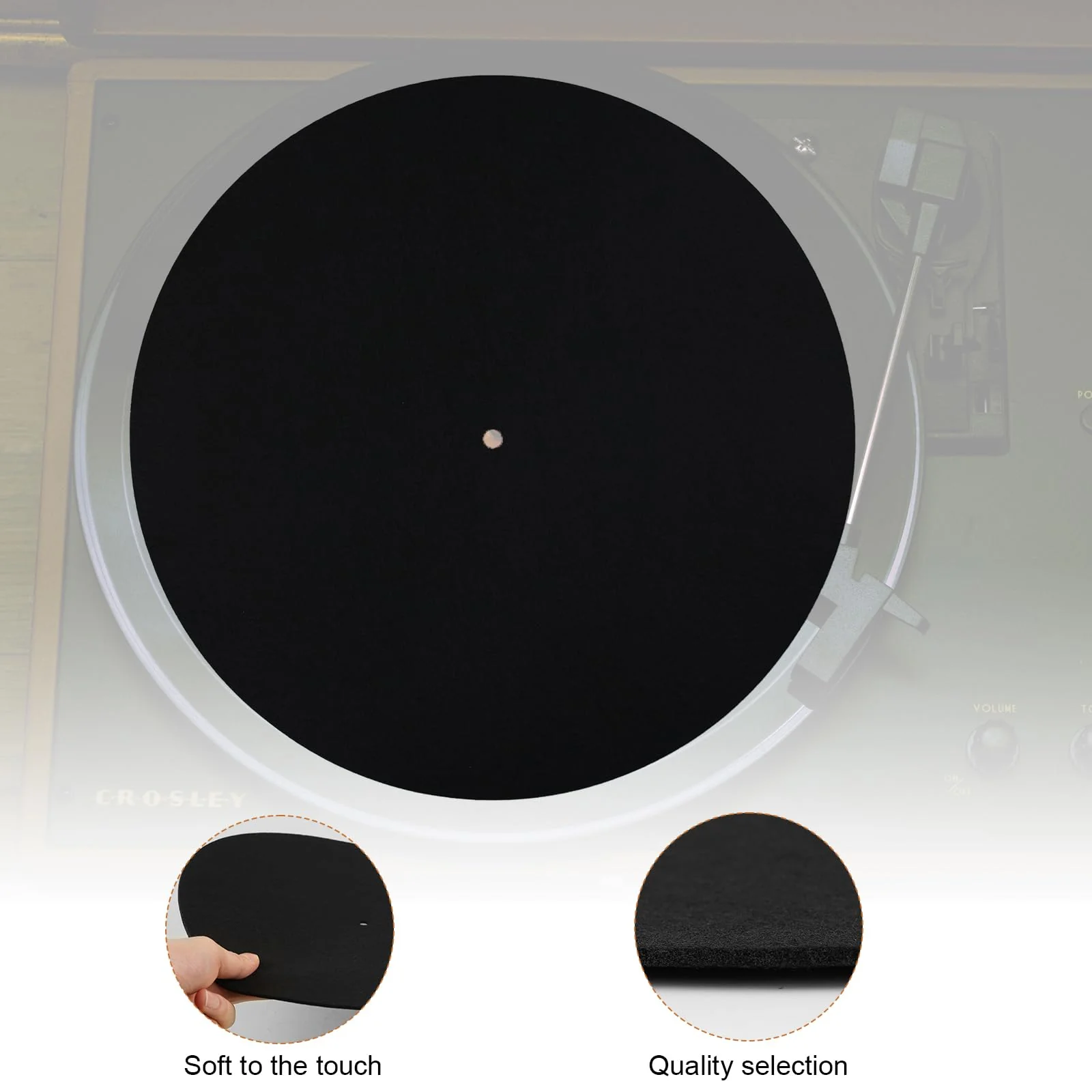 2pcs Record Player Mat, 12 Inch Anti-Slip & Anti-Static Felt Record Pad Turntable Slipmat Wool Turntable Platter Mat Record Player Protective Mat for Home Record Players (Black) - Image 3