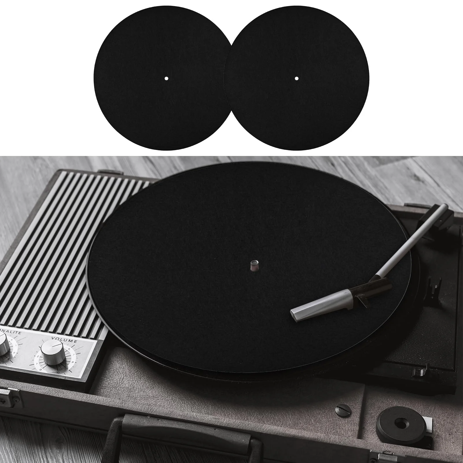 2pcs Record Player Mat, 12 Inch Anti-Slip & Anti-Static Felt Record Pad Turntable Slipmat Wool Turntable Platter Mat Record Player Protective Mat for Home Record Players (Black) - Image 7