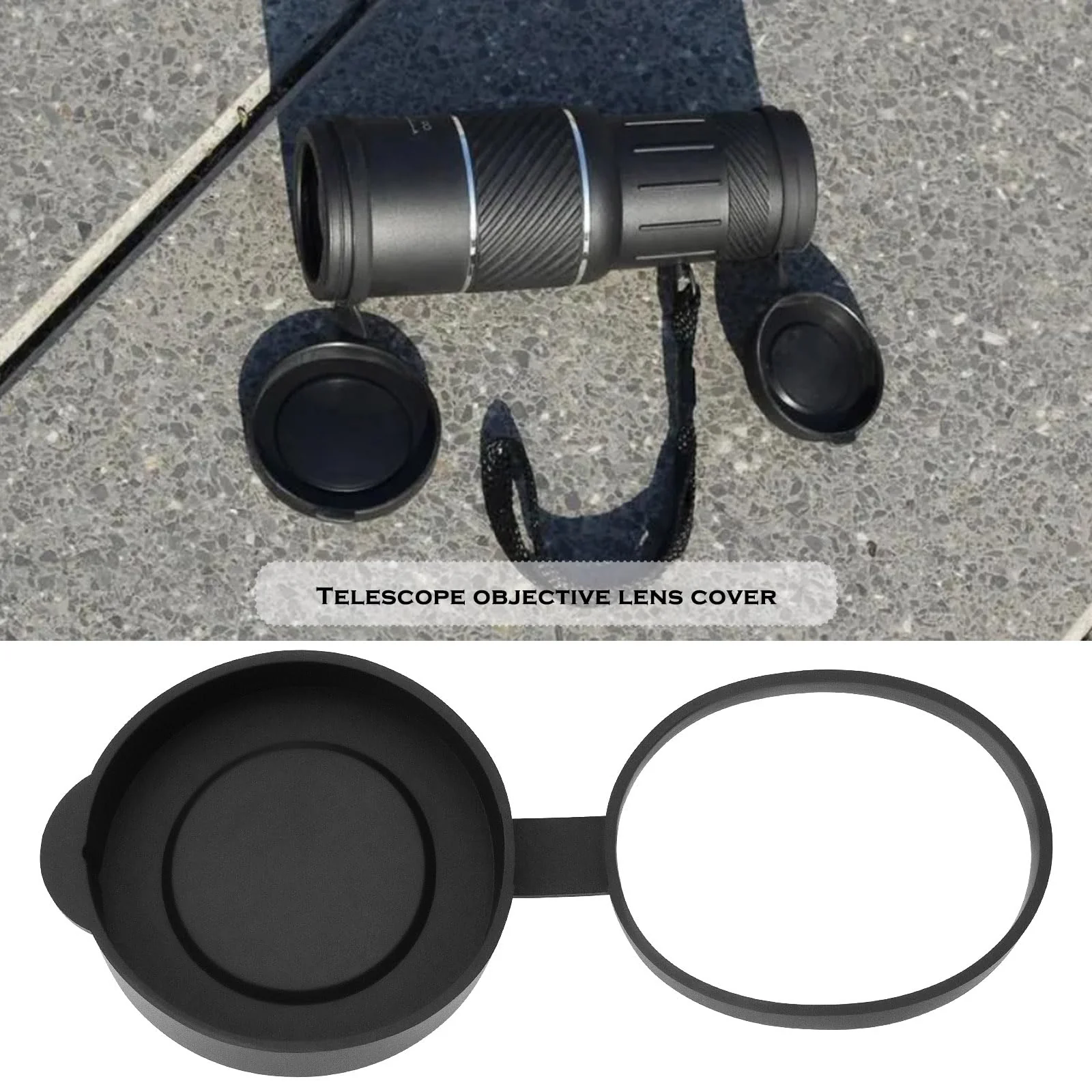 2pcs Rubber Objective Lens Caps Objective Lens Protective Cover Compatible with 8x42 10x42 12x42 Binoculars Monoculars, Black - Image 2