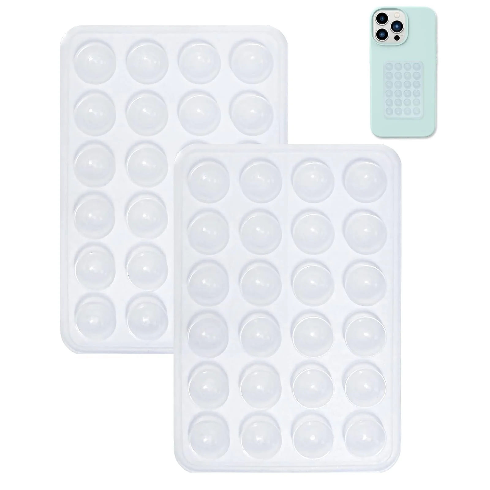 2PCS Silicone Suction Phone Case Mount,Non Slip Suction Cup Phone Mount,Hands-Free Phone Accessories Holder for Selfies and Videos,Silicon Adhesive Phone Stand Sticky for Cell Phone Transparent