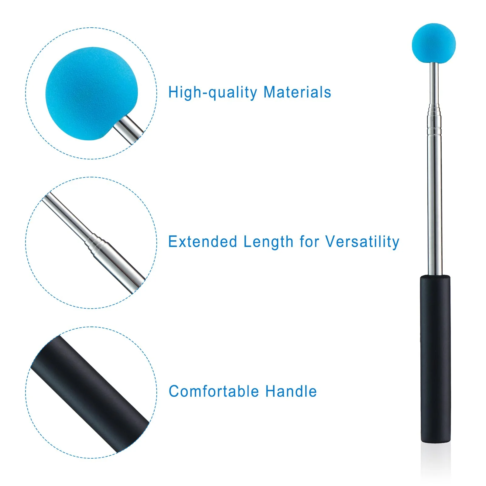 2pcs Telescopic Teacher Pointer for School Teaching,Conference Presentation, Retractable Pointer Stick with Soft Grip Handles (Yellow, Green) - Image 3