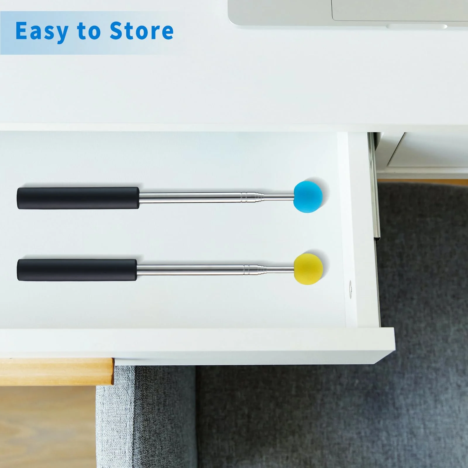 2pcs Telescopic Teacher Pointer for School Teaching,Conference Presentation, Retractable Pointer Stick with Soft Grip Handles (Yellow, Green) - Image 4