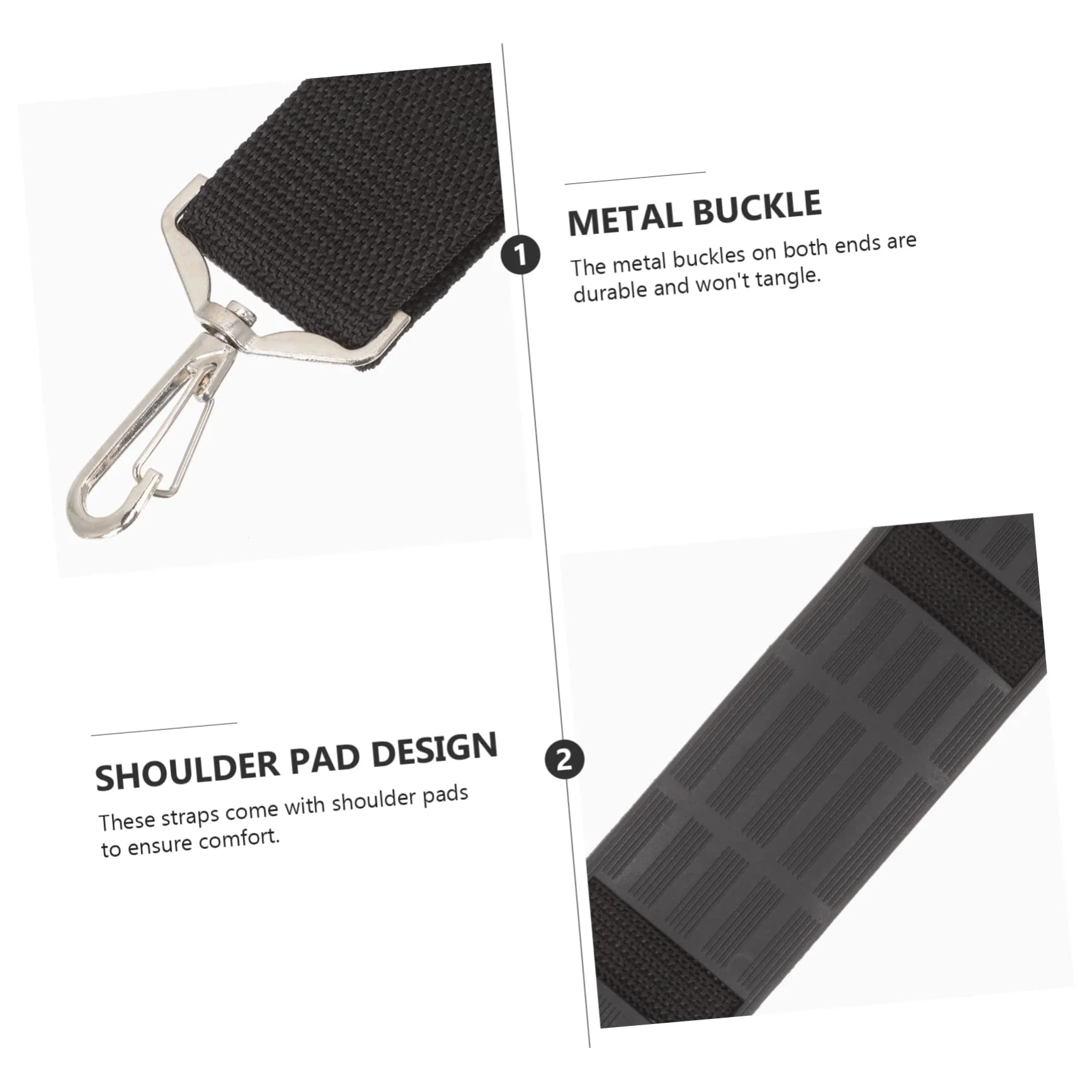 2pcs Violin Case Strap Suitcase Straps Belts Violin Carrying Case Strap Padded Sling Bag Adjustable Shoulder Belt Violin Pouch Strap Violin Container Strap Metal Backpack Black 82.5x4.5cm - Image 6