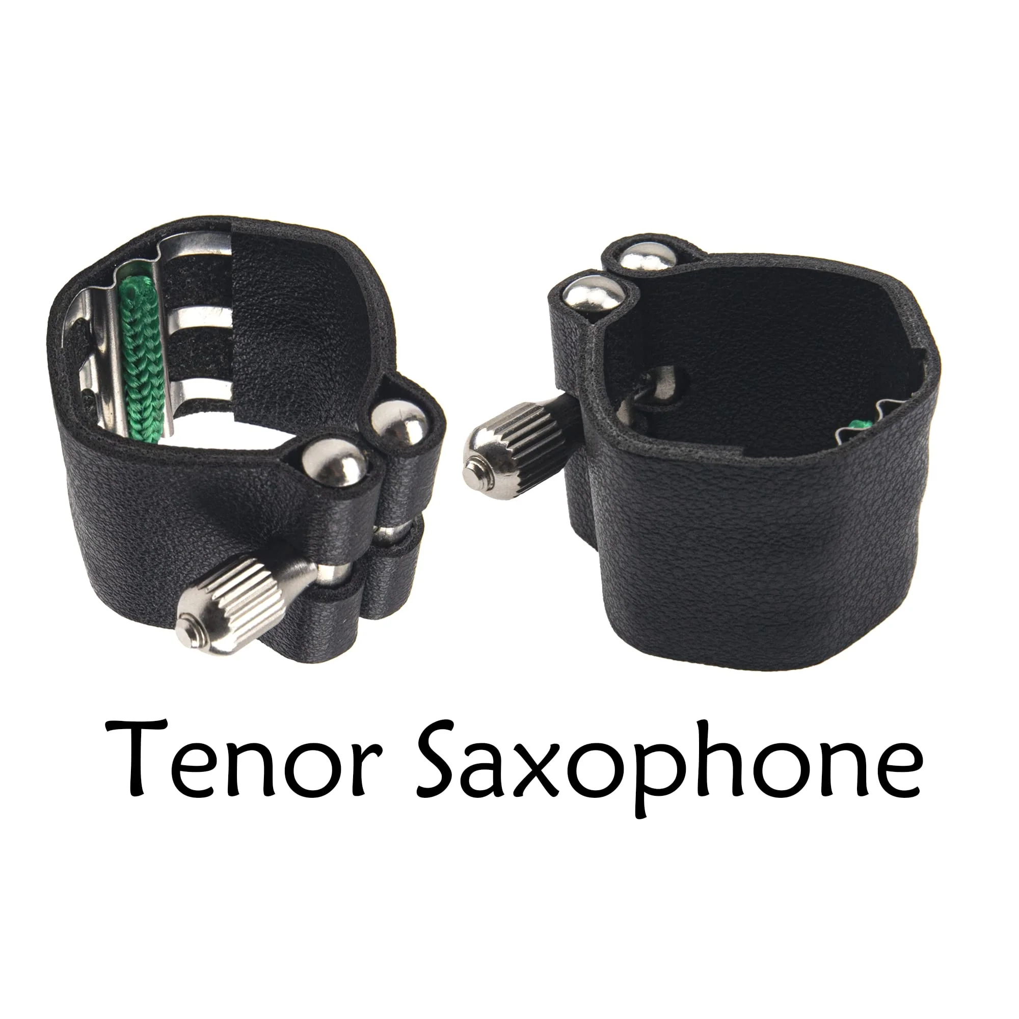 2Pcs Yootones Black Artificial Leather Saxophone Mouthpiece Sax Ligature Fastener Compatible with Saxophone Rubber Mouthpiece (Tenor saxophone) Tenor saxophone - Image 4