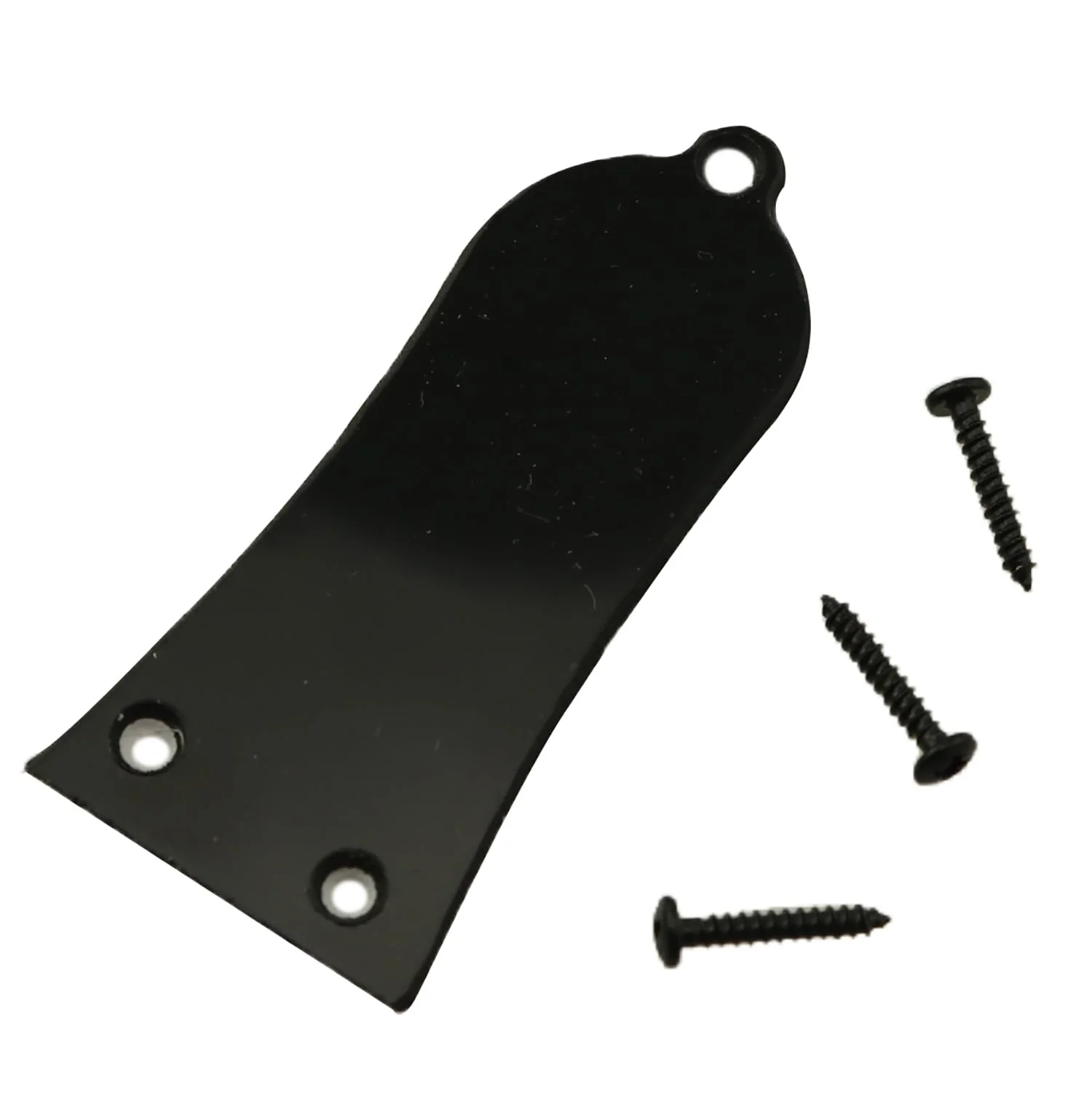 3 Hole Electric Guitar Truss Rod Cover Plate with Screws Electric Guitar Headstock Iron Core Guard Plate Bell Shaped Double Layer PVC Iron Core Cover Plate Bass Guitar Replacement Parts Black