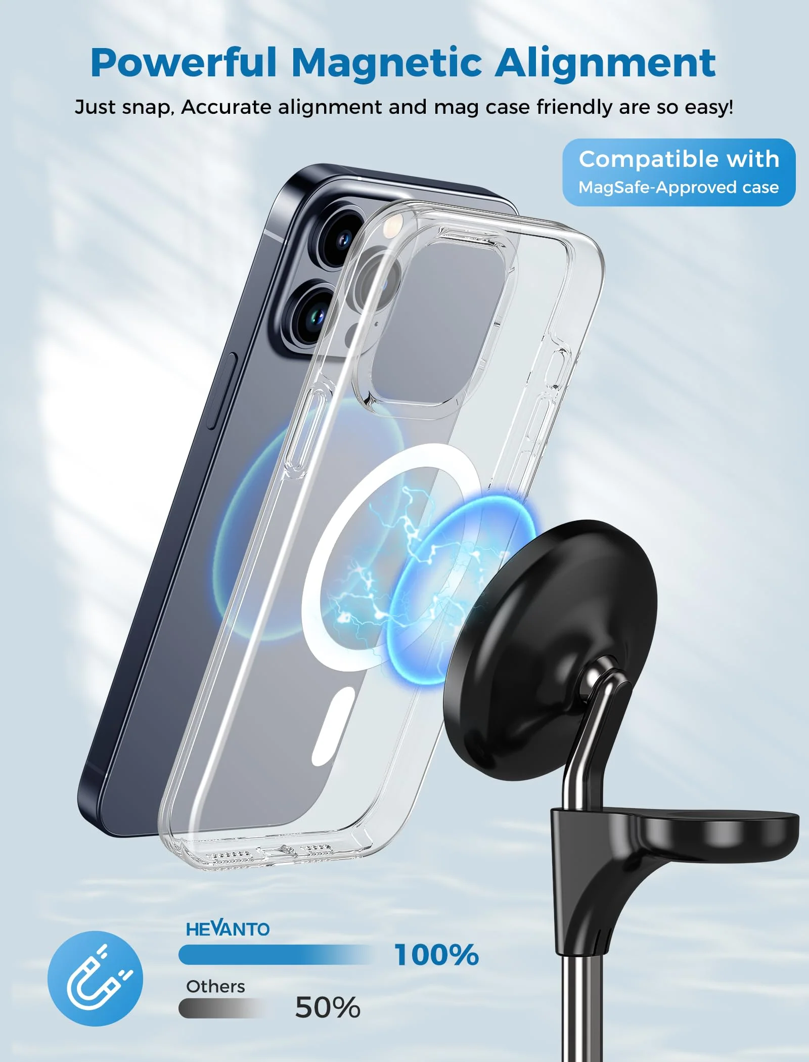 3 in 1 Wireless Charging Station for Apple MagSafe Charger, 15W Fast Qi-Certified Magnetic Mag-Safe Charger Stand for iPhone 16 15 14 13 12 Apple Watch AirPods, Adjustable Angle,Gifts for Men Black - Image 6
