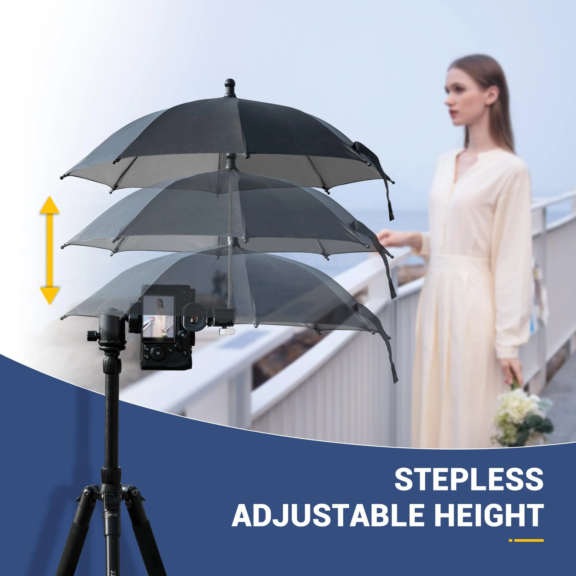 3 Level Height Adjustable Camera Hot Shoe Umbrella, Upgrade Camera Rain Umbrella with Cold Shoe Mount, Camera Rain Cover Protector Sunshade for Canon Sony Nikon Fuji DSLR & Mirrorless Camera - Image 3