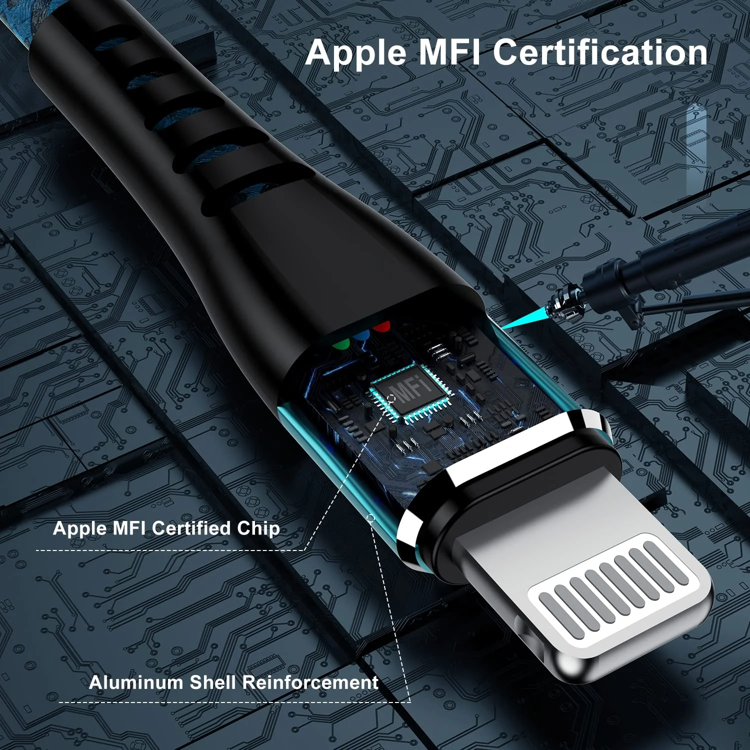 (3 Pack) Apple MFi Certified Lightning Cable 6ft, Essri Long iPhone Charger Strong Nylon Braided Charging Cable 6 Foot, Fast iPhone USB Cord for Apple iPhone11/ X/XS/XR/8/7/6/5S/SE/iPad Mini Air(Blue) Blue 3Pack6Feet - Image 2