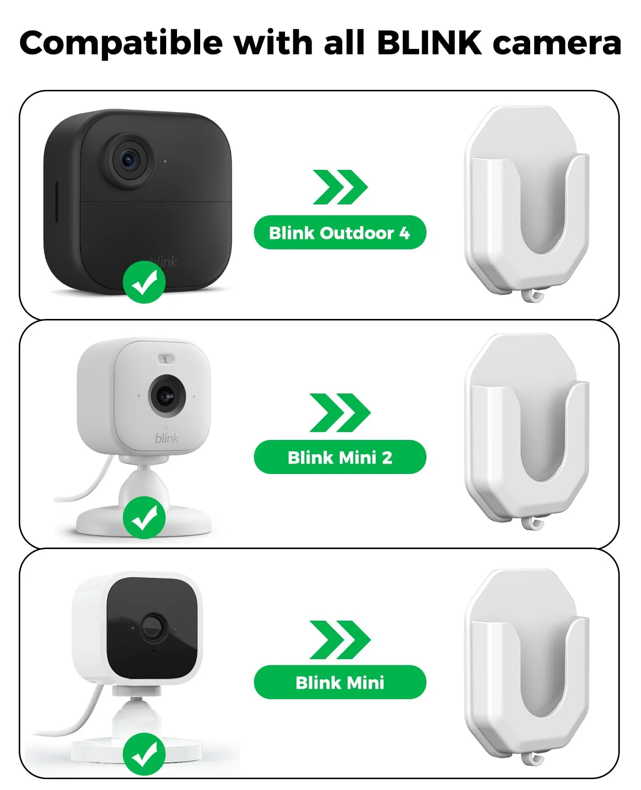 3 Pack Blink Camera Adhesive No Drill Wall Mount Bracket for Blink Mini /Mini 2 /Blink Outdoor 4 /Blink Indoor Cameras, No Drill No Screws Mount(KMOUANTS White Wall Mount for Blink Cameras) 3 Pack white Wall Mount for Blink Cameras - Image 2