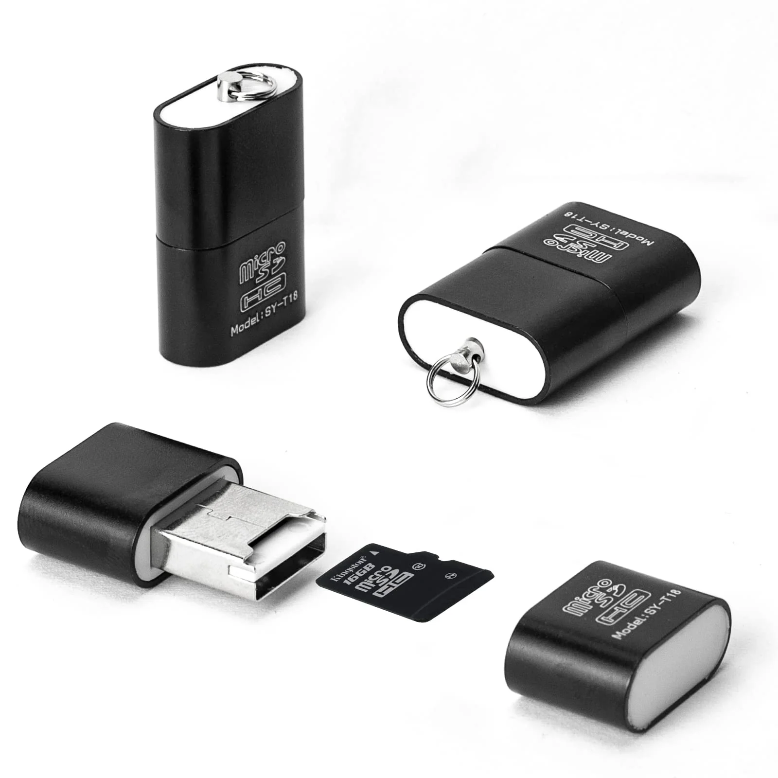 [3 Pack] Card Reader for Android,Micro SD Card to USB Adapter, TF Card Reader with Mini Size for Camera Memory Card Reader, Wansurs Card Reader for PC Laptop (Black) Black