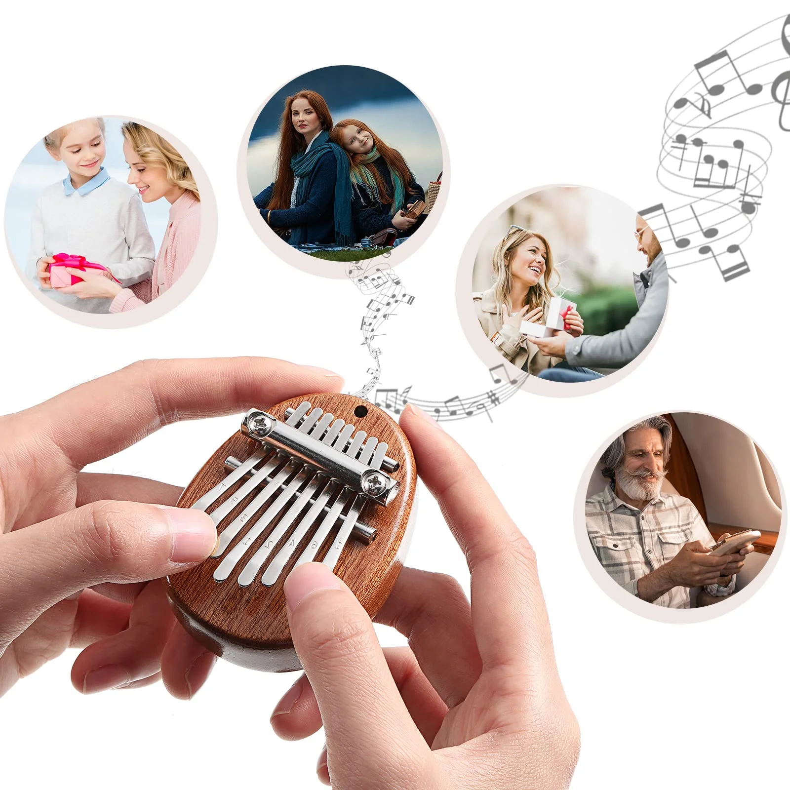 3 Pack Finger Piano Gift Mini Thumb Piano with 8 Key Finger Thumb Piano Portable Mini Pocket Kalimba Cute Heart Oval Bear Kalimba Small Hand Piano for Kid Adult Christmas Musical Ready (2.7 Inch) 2.7 Inch - Image 6