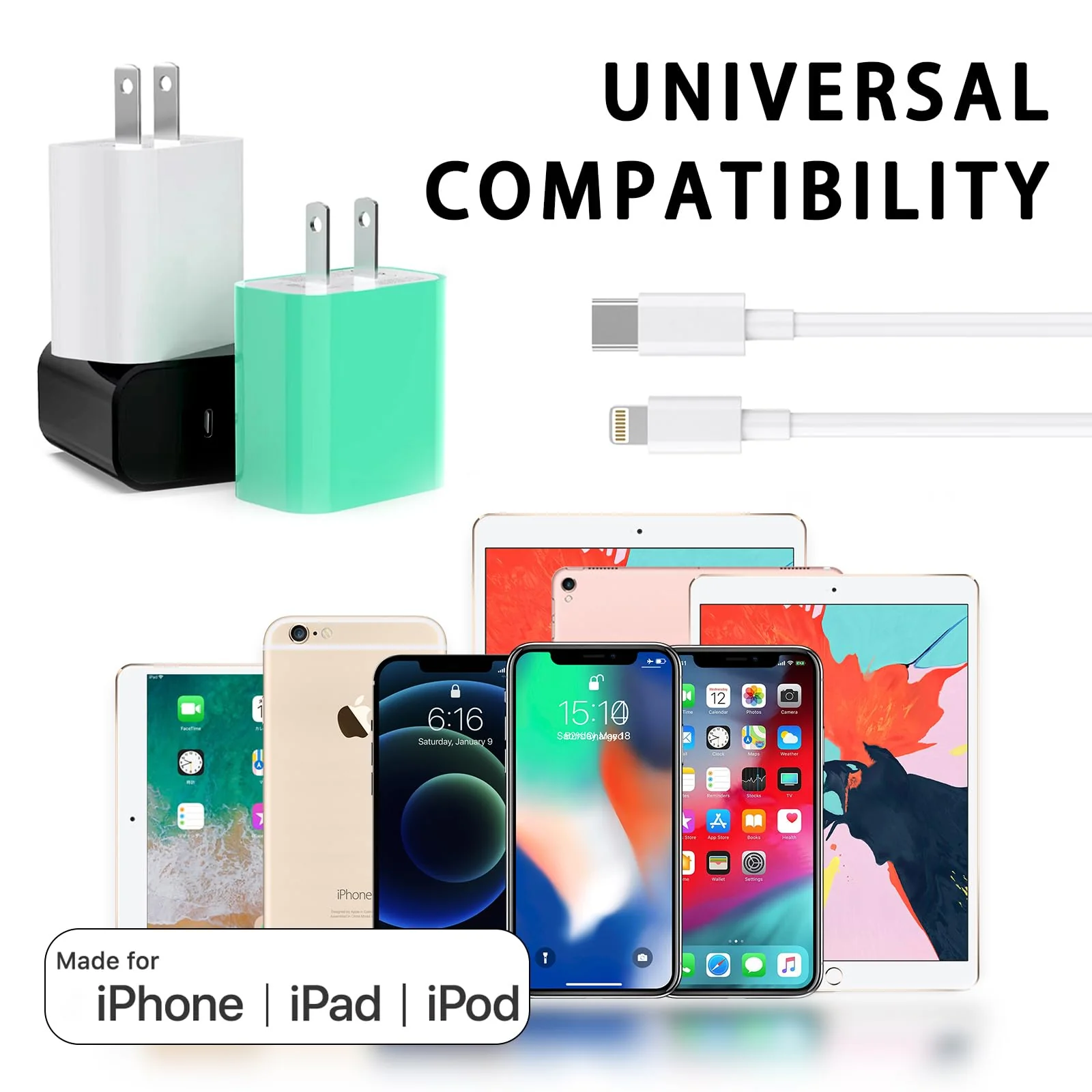 3 Pack iPhone Fast Charger, 20W PD USB C Wall Charger Adapter with 3 Pack [MFi Certified] 3 Pack 6FT USB C to Lightning Cable Compatible for iPhone 14/13 Pro/13/12/12 Mini/12 Pro Max - Image 6
