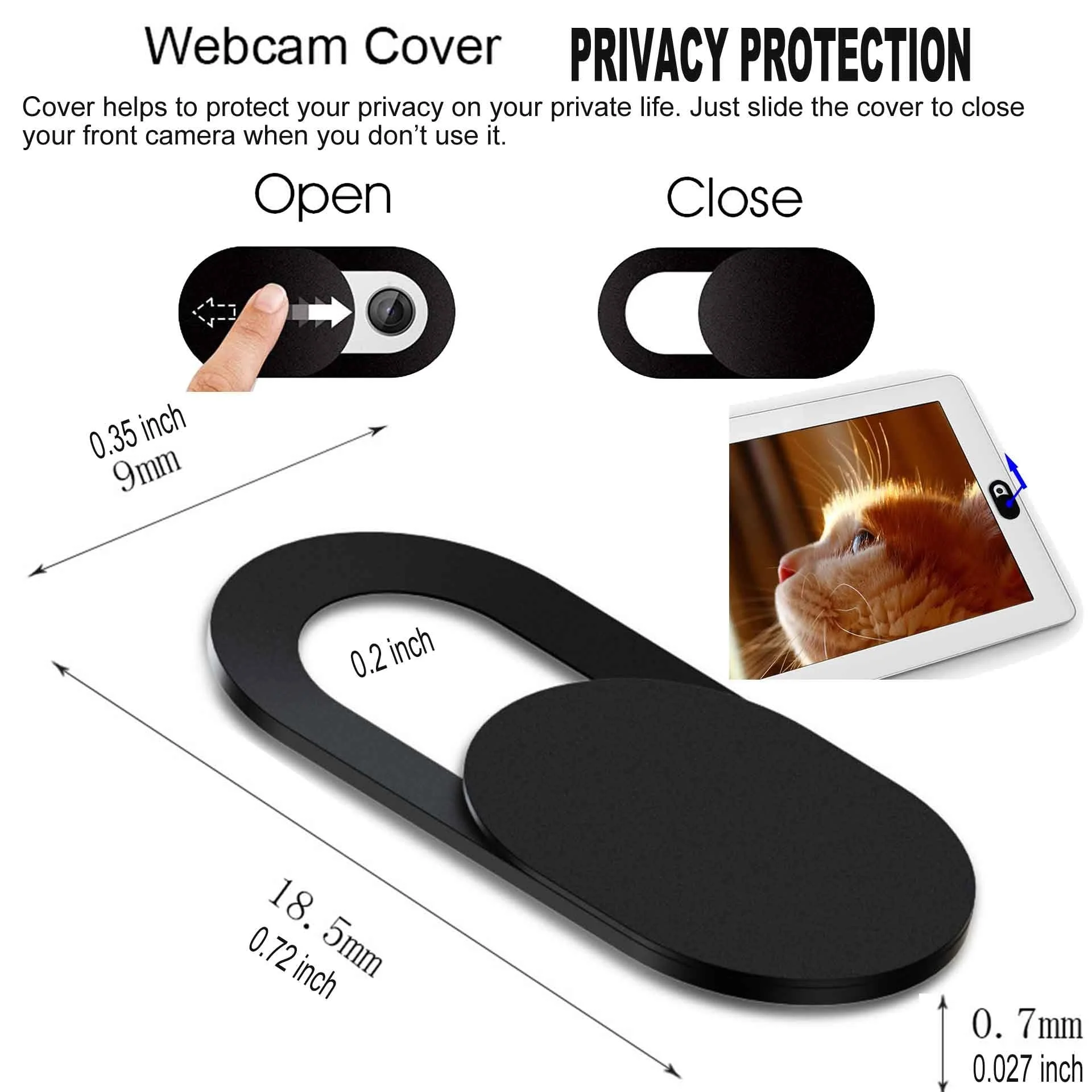 [3 Pack] Slide Webcam Cover Ultra Slim Web Camera Cover fits Laptop, Desktop, PC, Macboook Pro, iMac, Mac Mini, Computer, Smartphone,Protect Your Privacy and Security,Strong Adhensive-Black black 3Pack - Image 2