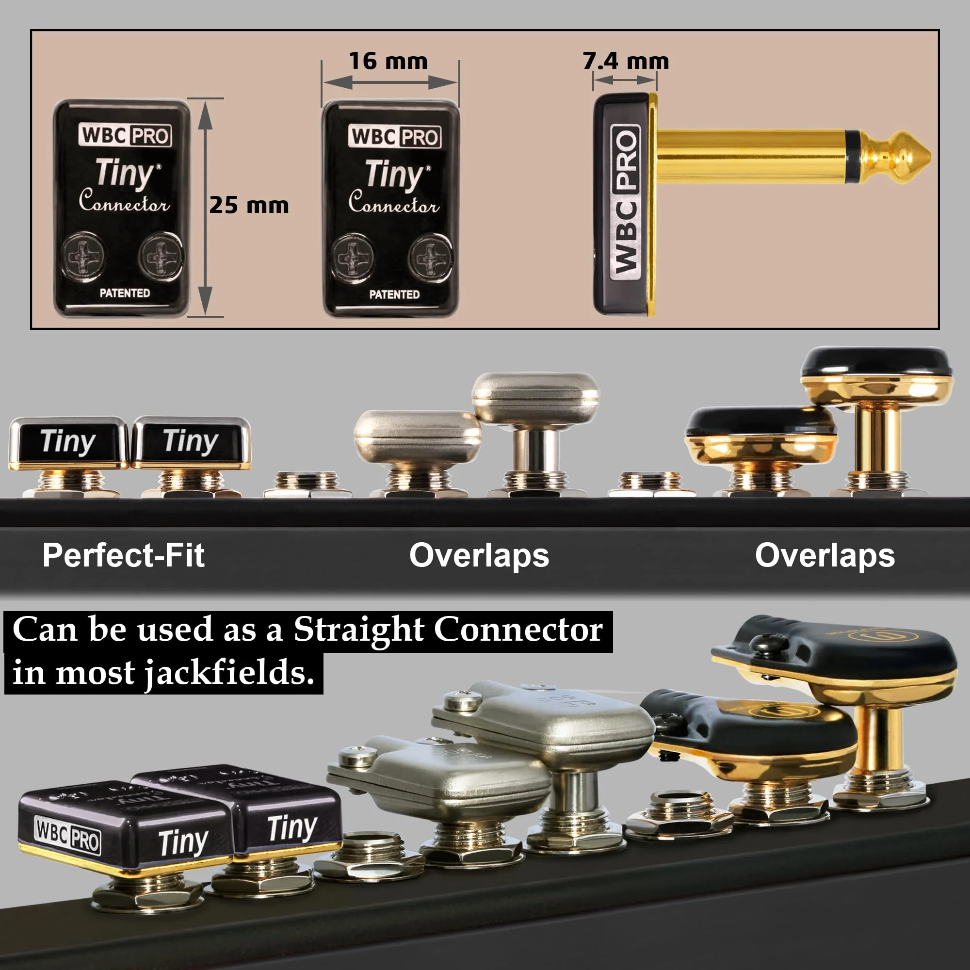 3 Units - 12 Inch - WBC-PRO-Pedal – 22 AWG - Low-Cap (18pF/ft) – Pro-Grade – Graphite-Based - Dual-Shielded Pedal, Effects, Patch, Instrument Cable with Eminence Tiny Gold Plated Angled TS Connectors - Image 3